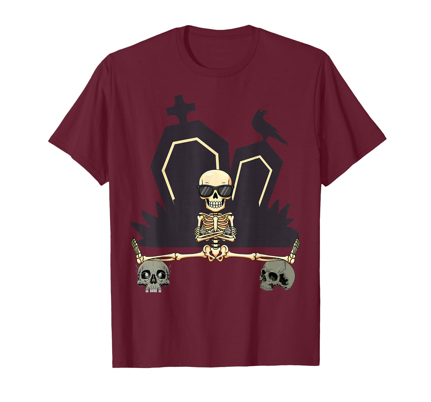 Halloween Skeleton Sports Fitness Skull Crow Raven T-Shirt