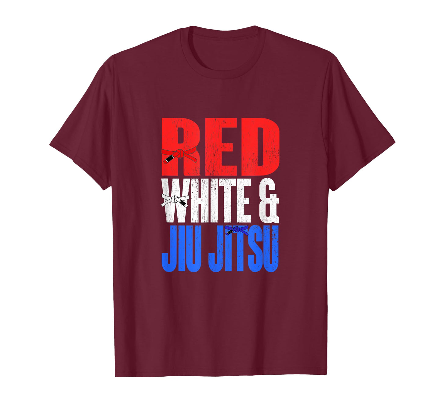 Red White and Jiu Jitsu Belt Patriotic Flag USA T-Shirt