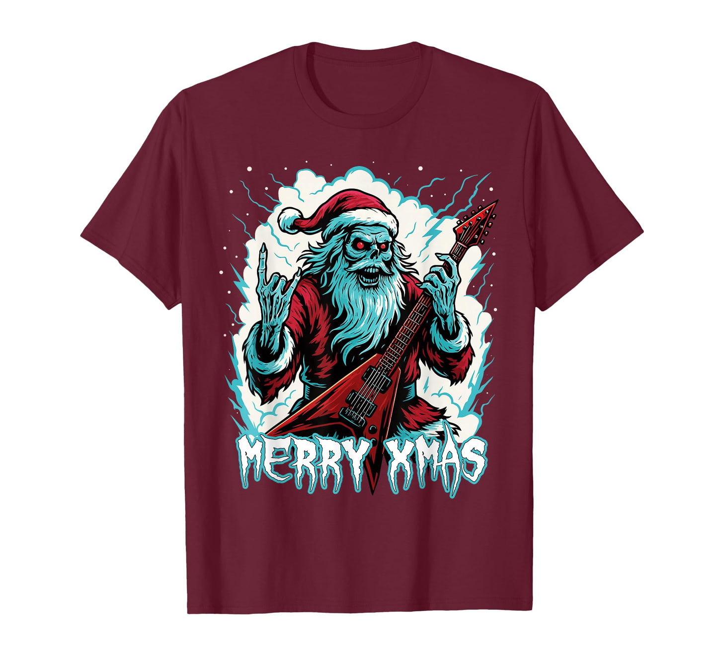 Hail Santa Pagan Happy Solstice Gothic Christmas Guitar T-Shirt