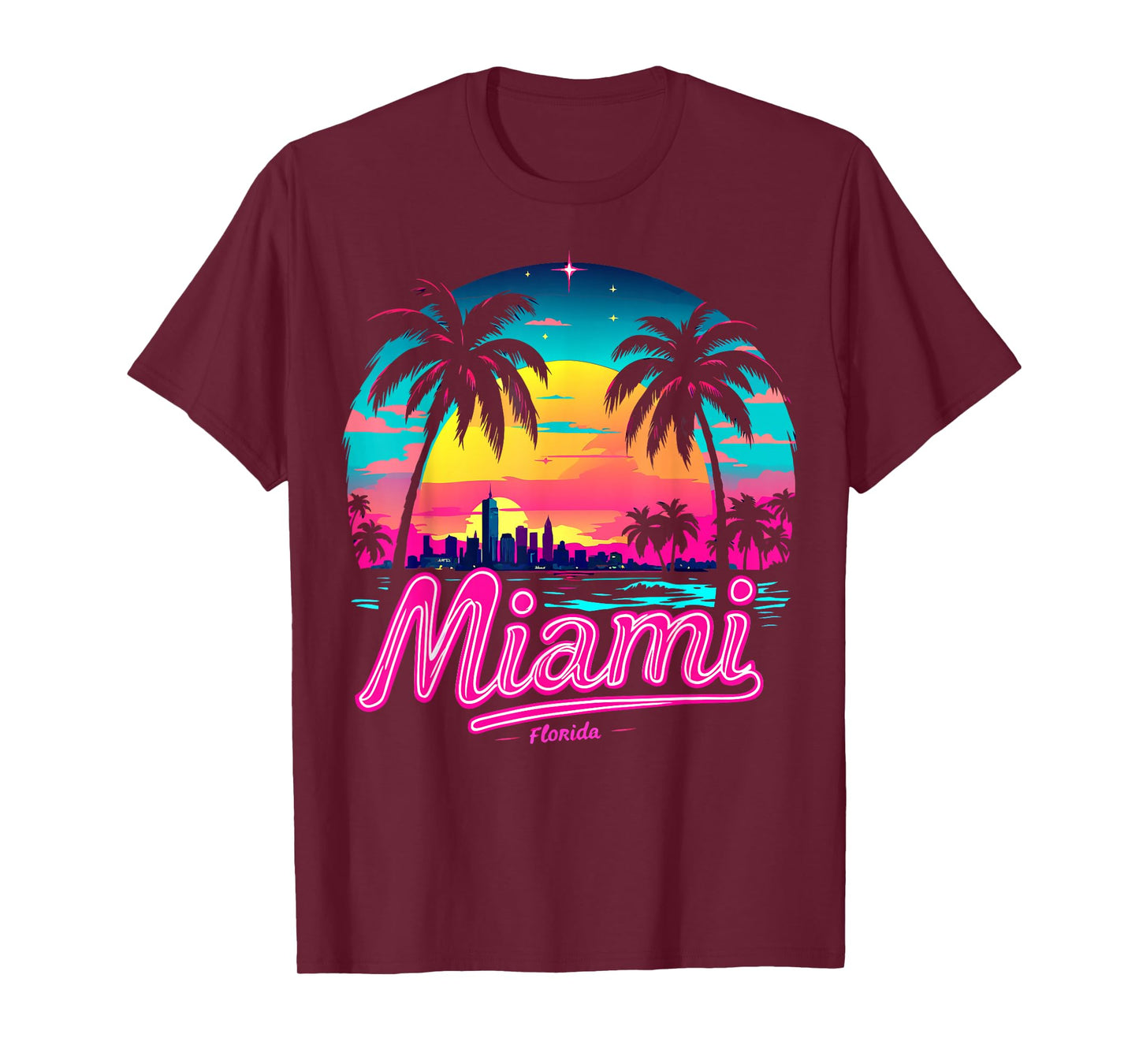 Vintage Miami Beach – Retro 305 Florida Sunset Graphic T-Shirt