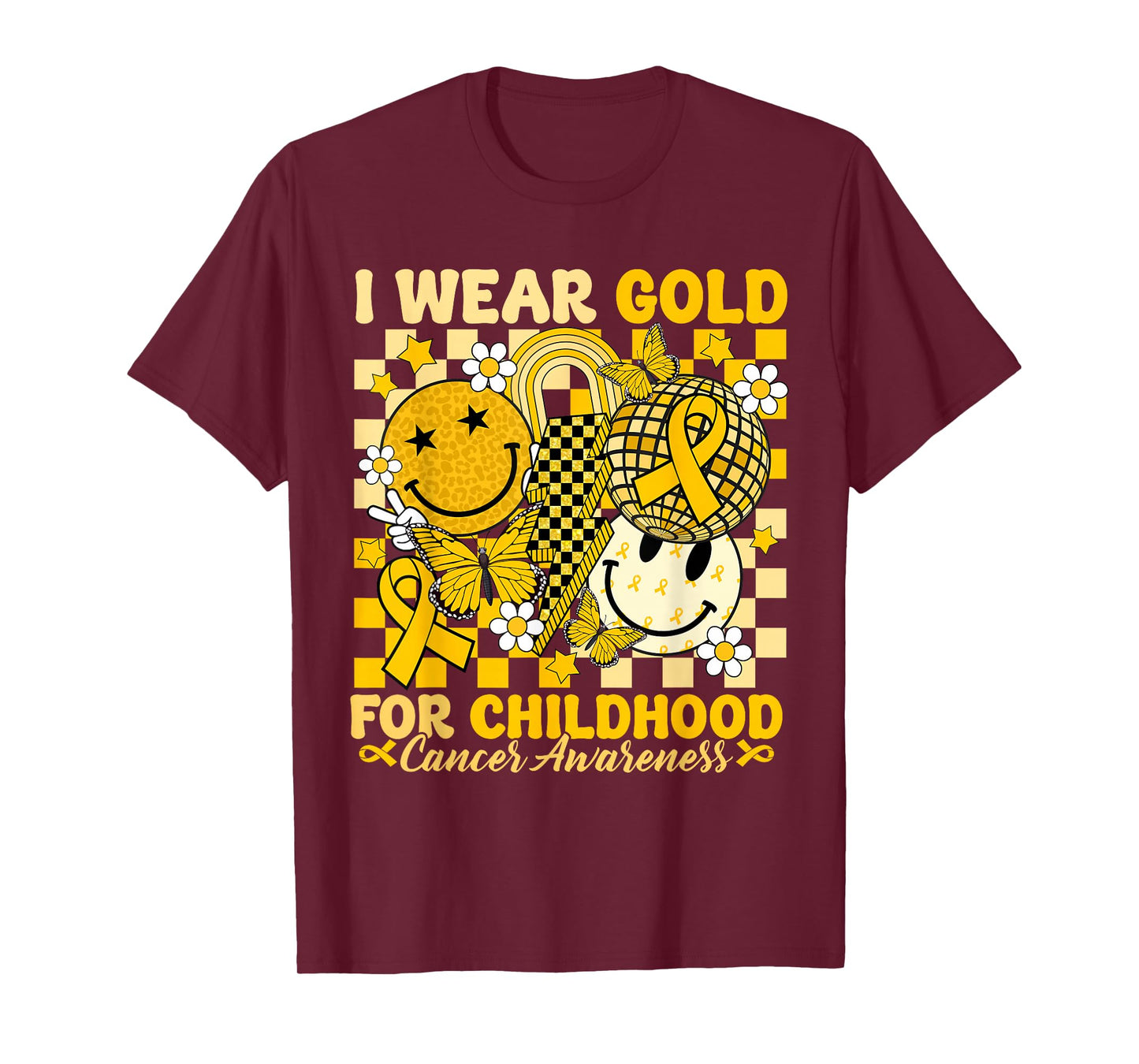 I Wear Gold for Childhood Cancer Awareness Gold Ribbon Bolt T-Shirt
