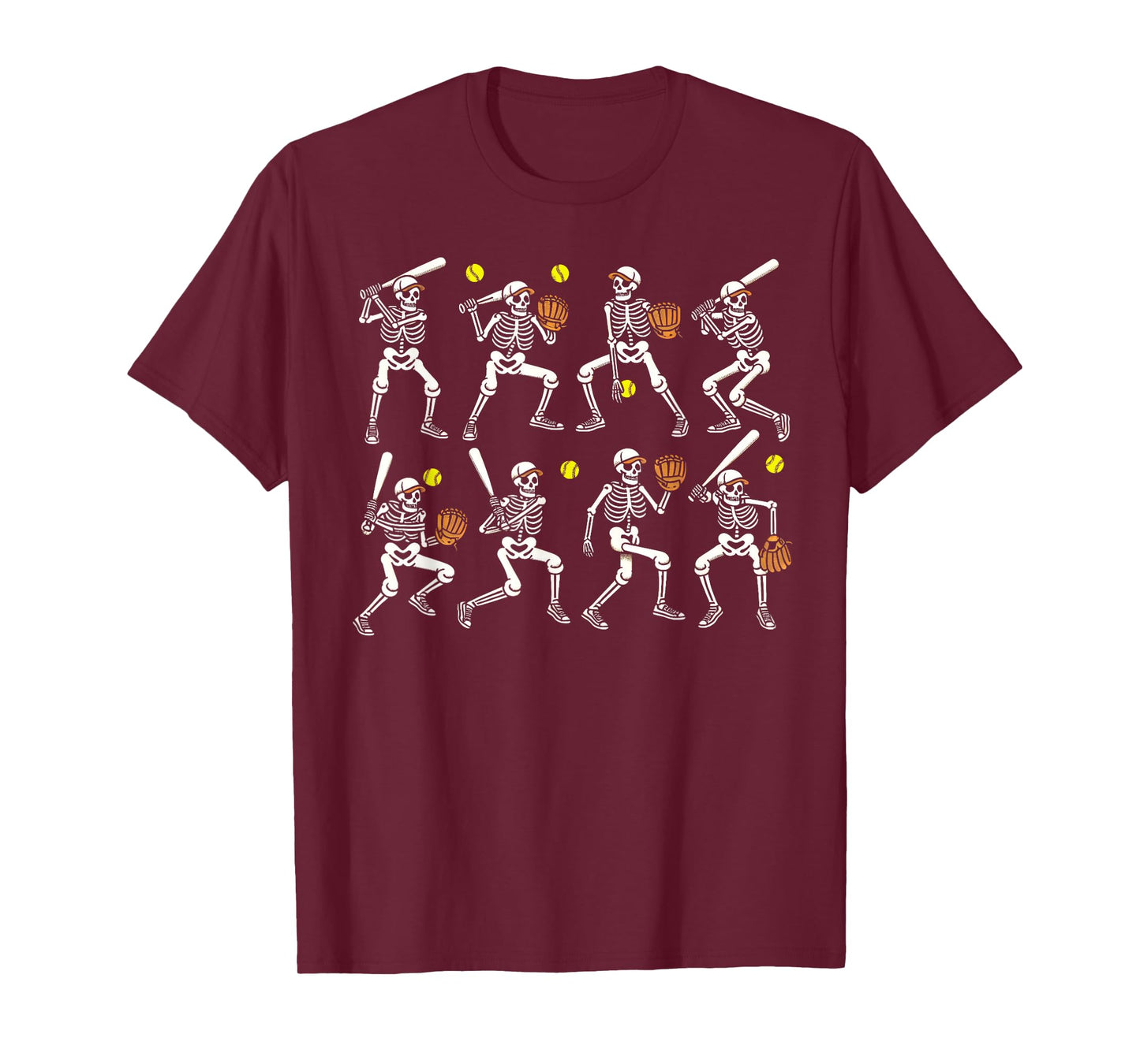 Funny Halloween Softball Skeletons Play Softball Boys Kids T-Shirt