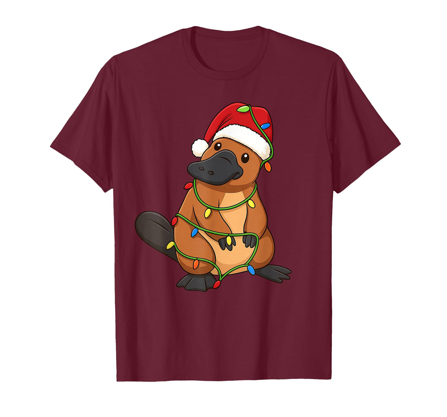 Platypus Christmas Tree Lights Holiday Animal Lover T-Shirt