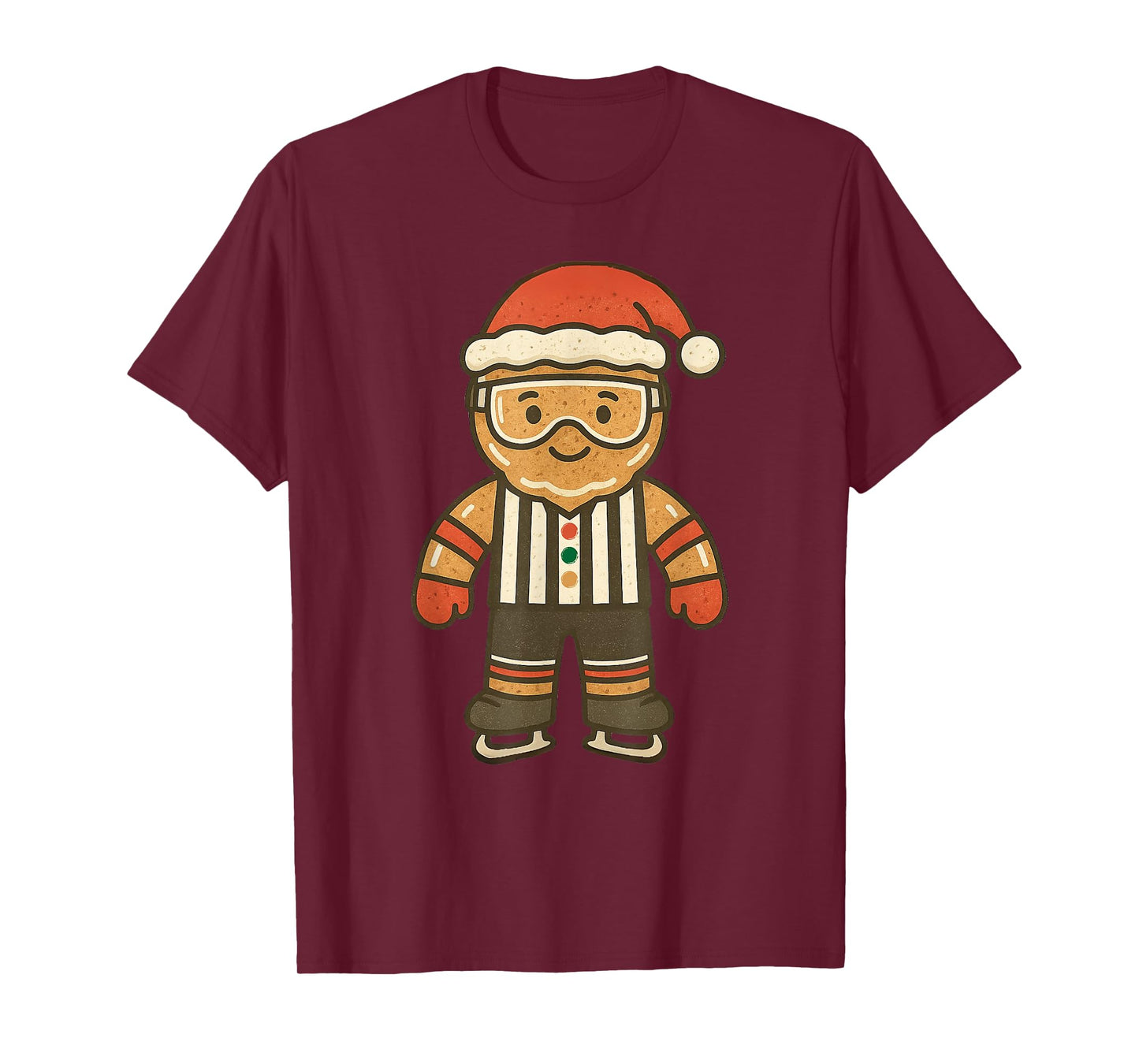 Gingerbread Referee Ice Hockey Christmas Vintage Funny Xmas T-Shirt