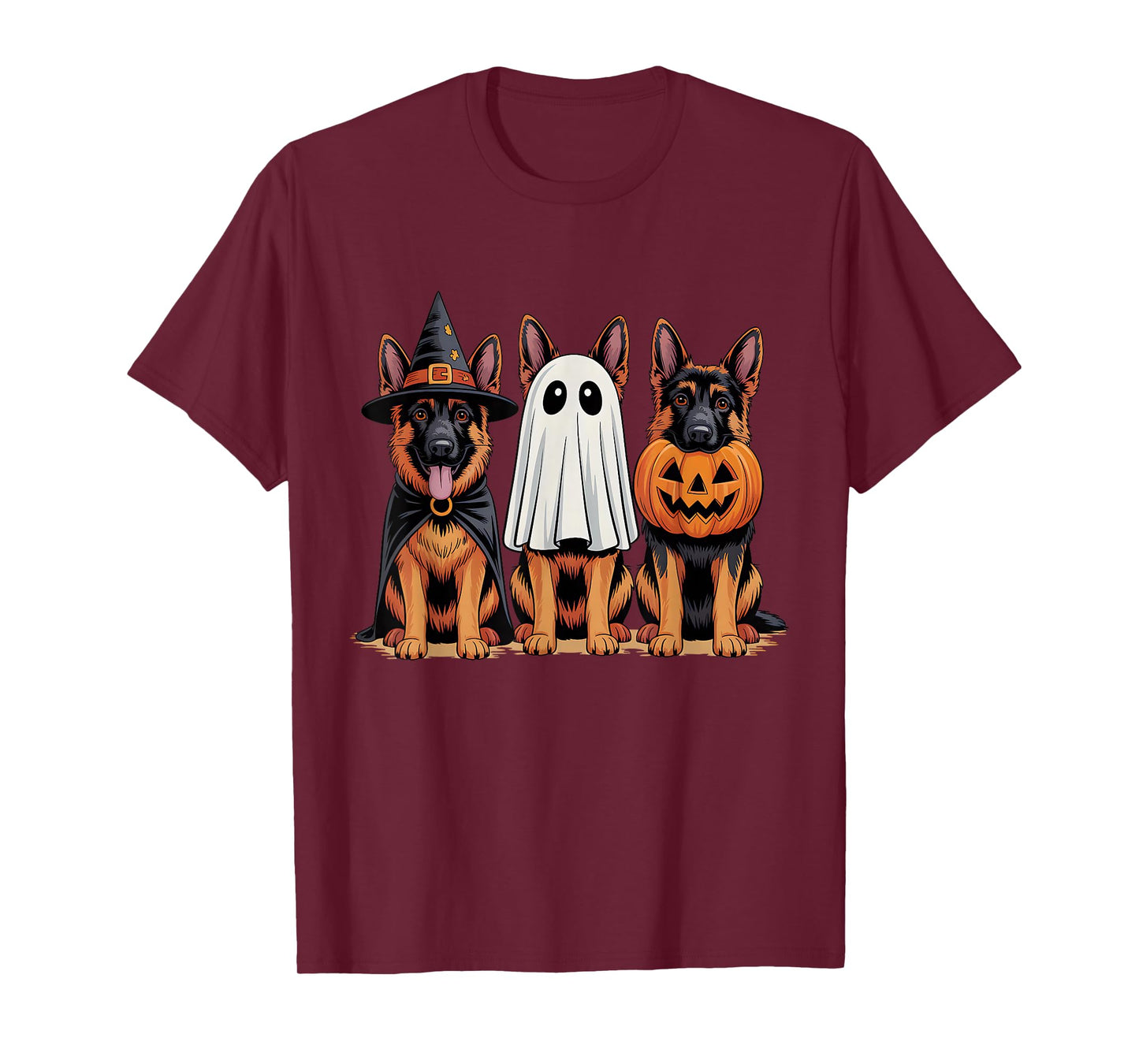 German Shepherd Halloween Funny Dog Lover Pumpkin Witch T-Shirt