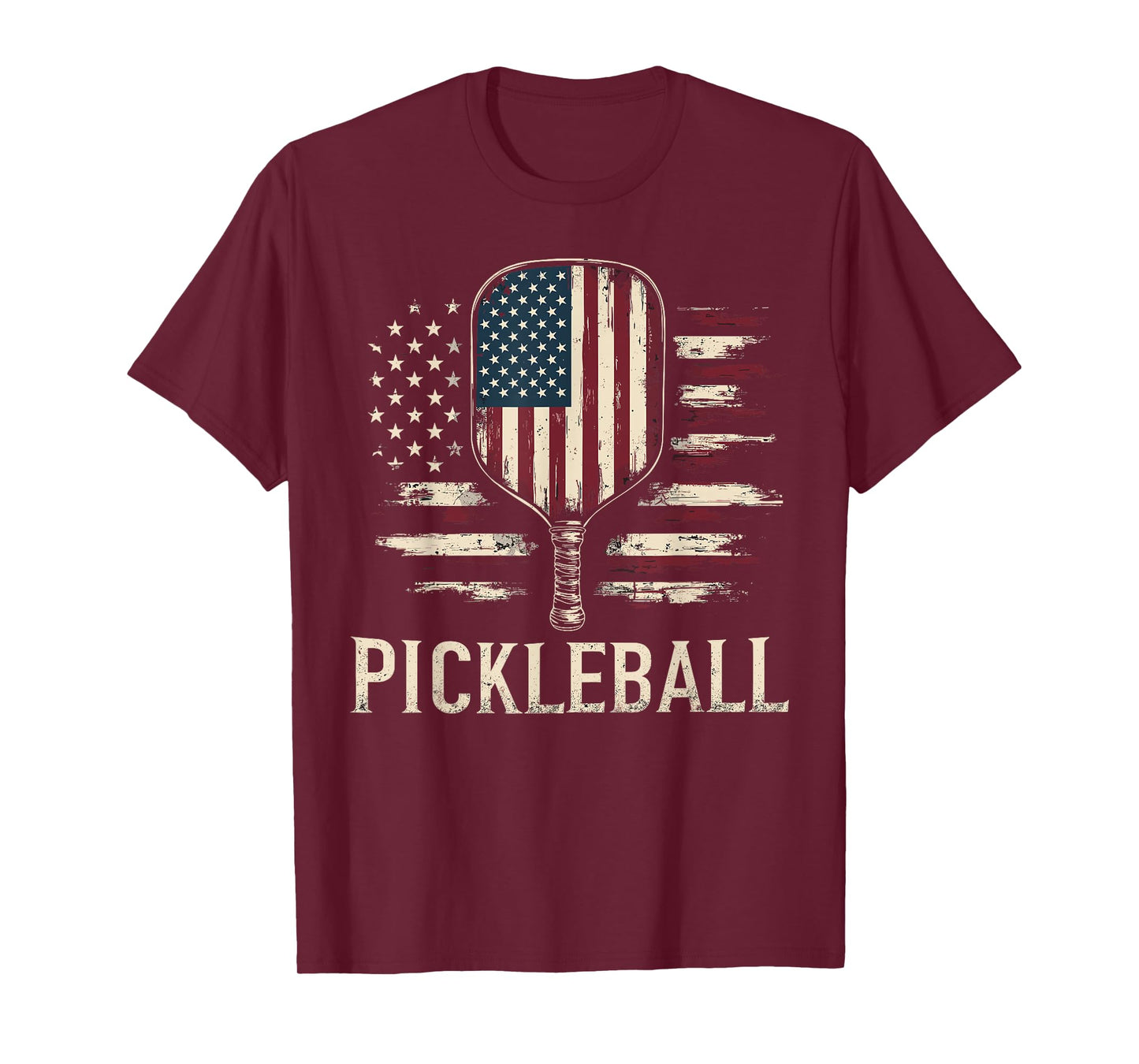 Pickleball Player US Flag Retro Paddleball T-Shirt