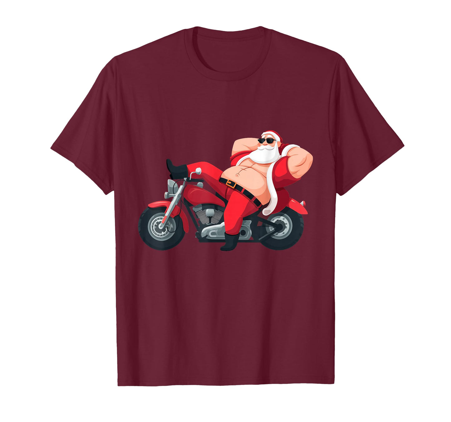 Funny Naughty Santa with Motorcycle Costume T-Shirt