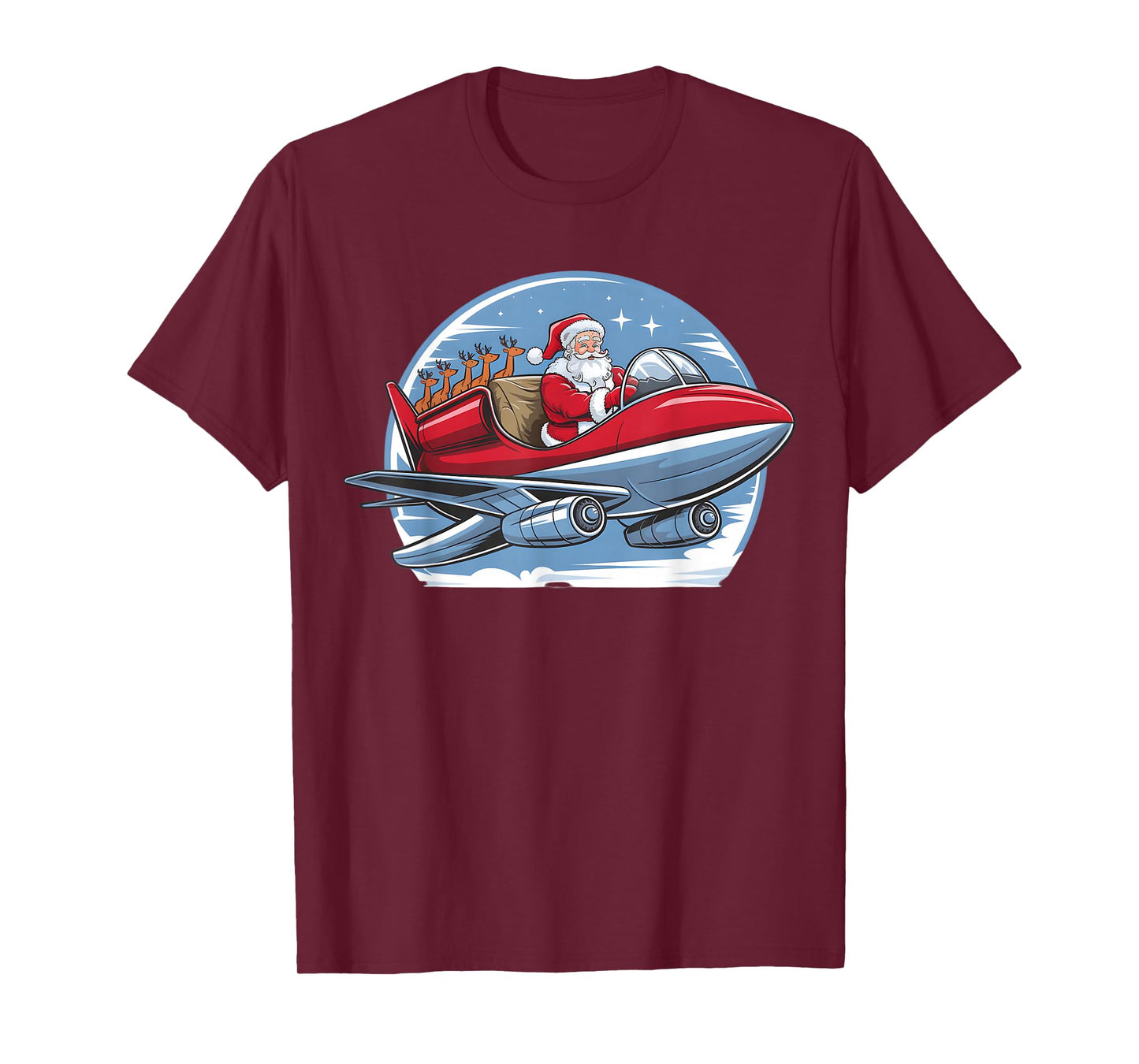 Christmas Airplane Pilot Plane Aviation Santa Boys Men Kids T-Shirt