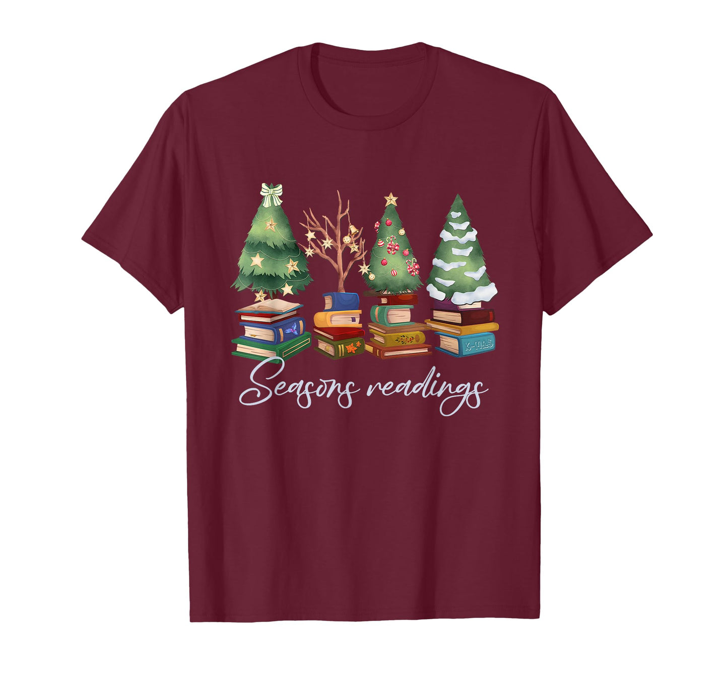 Vintage Seasons Readings Christmas Holiday Xmas Book Tree T-Shirt