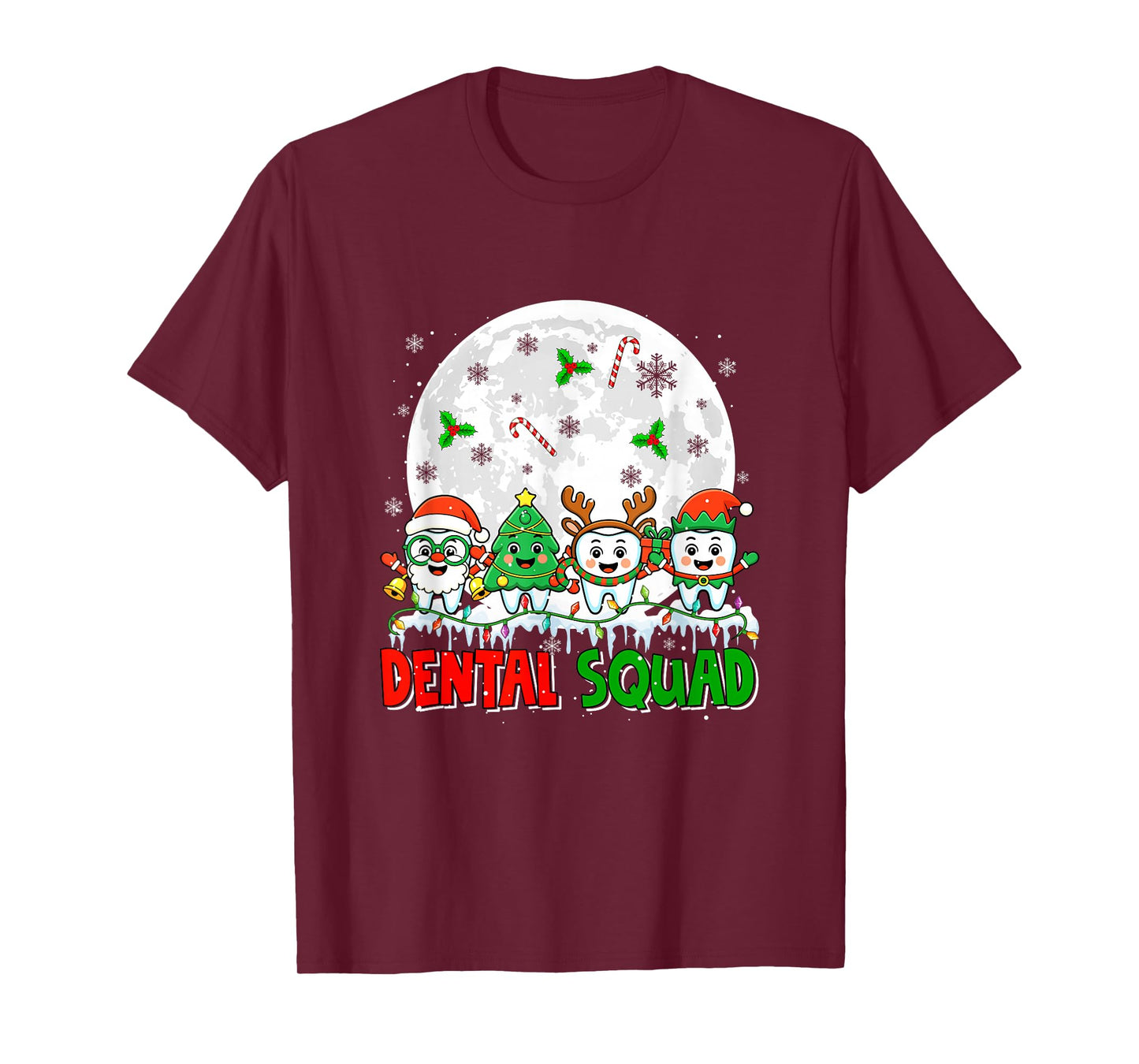 Dental Squad Santa Reindeer Xmas Tree Teeth Dentist T-Shirt
