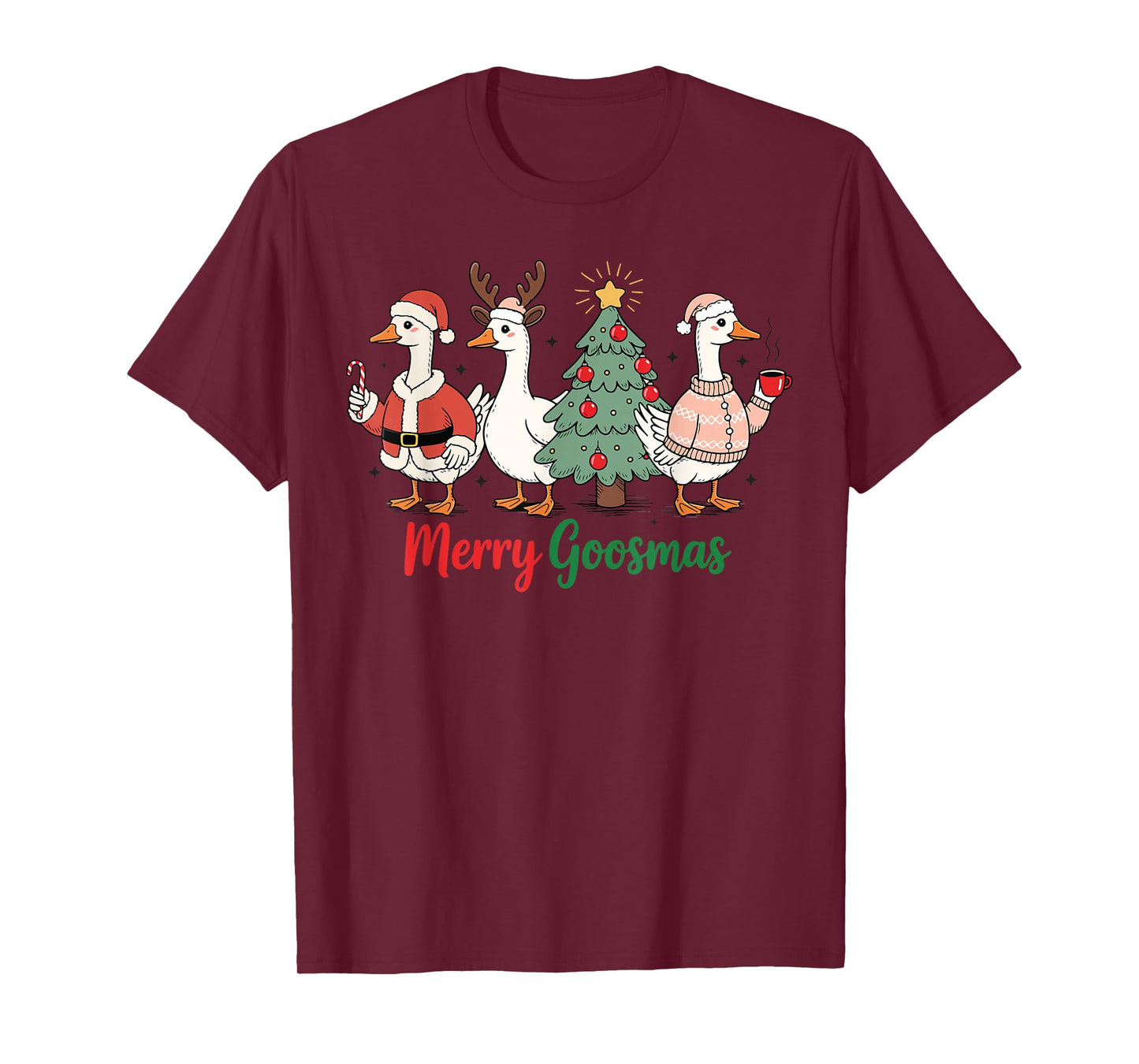 Vintage Christmas Silly Goose Santa Reindeer Men Women Kids T-Shirt