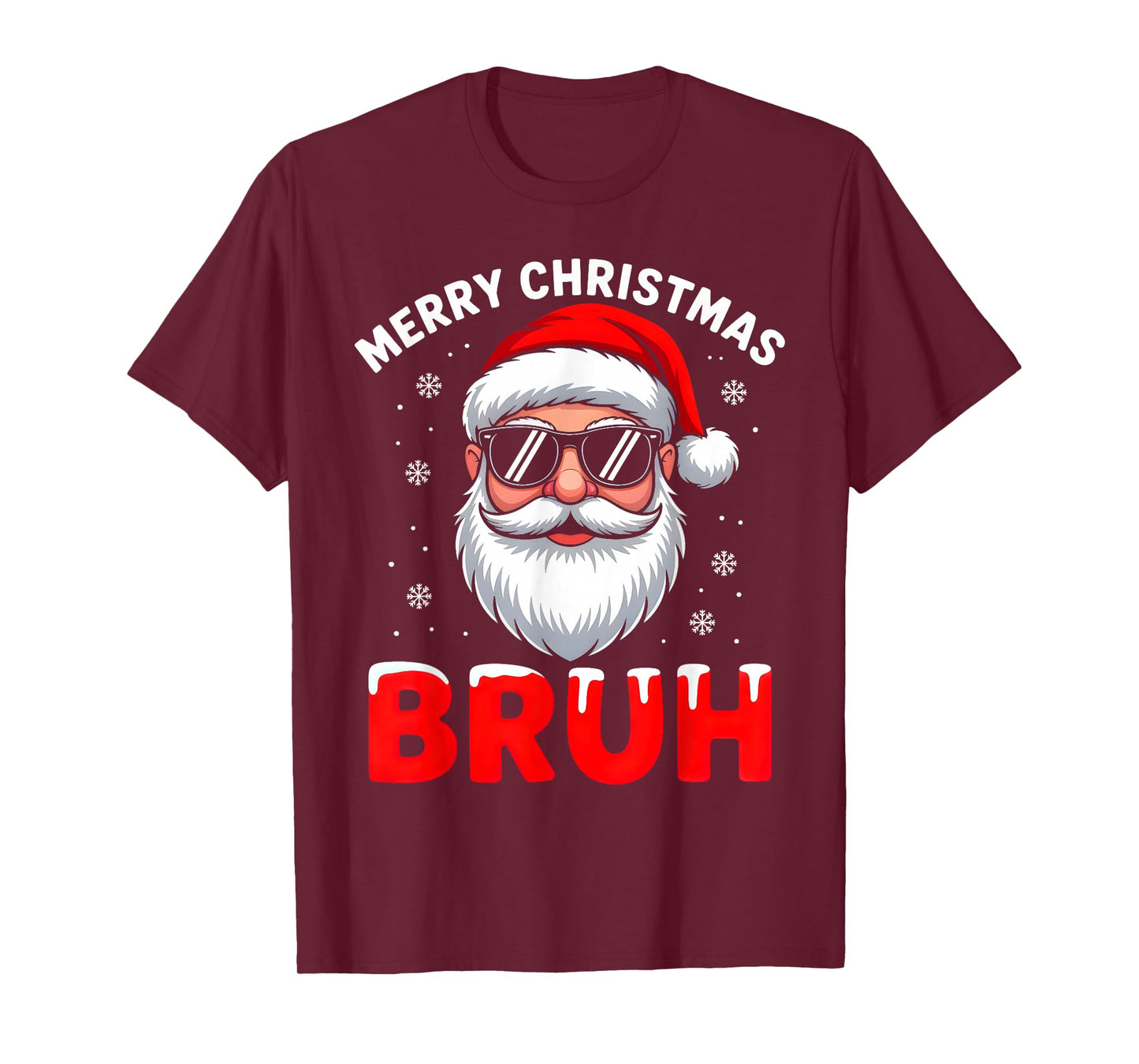 Merry Christmas Bruh Vintage Santa Claus Face Xmas Pajamas T-Shirt