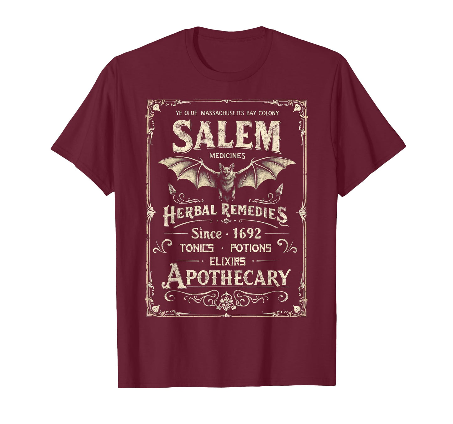 Vintage Salem 1692 Medicines Apothecary Funny Halloween Tee T-Shirt