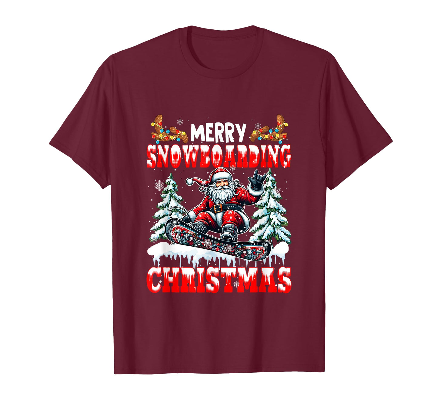 Merry Christmas Snowboarding Santa Costume Sport Lover T-Shirt