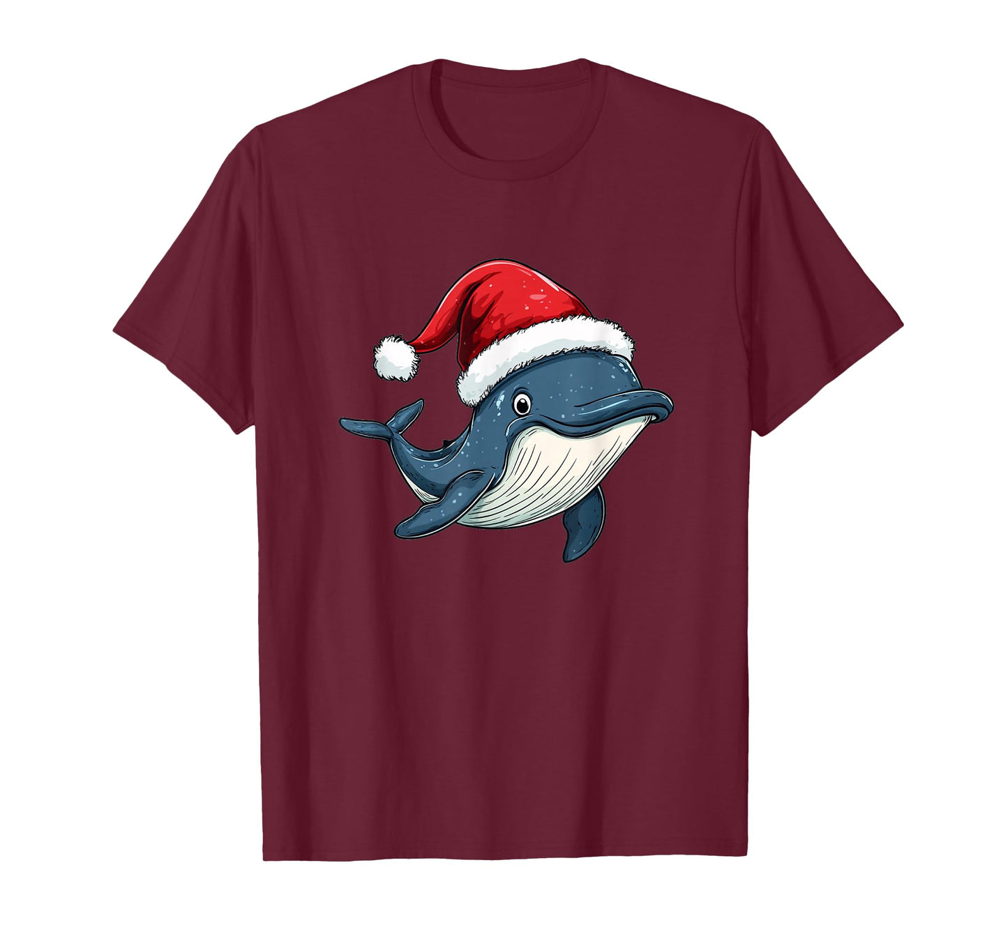 Celebrate Christmas with a Jolly Whale Wearing a Santa Hat T-Shirt