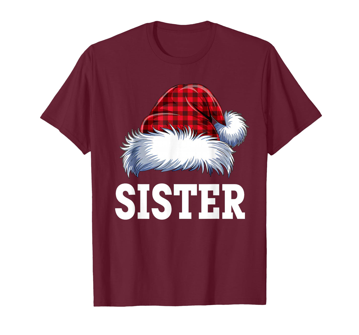 Sister Santa Red Plaid Christmas Family Matching Pajama Xmas T-Shirt