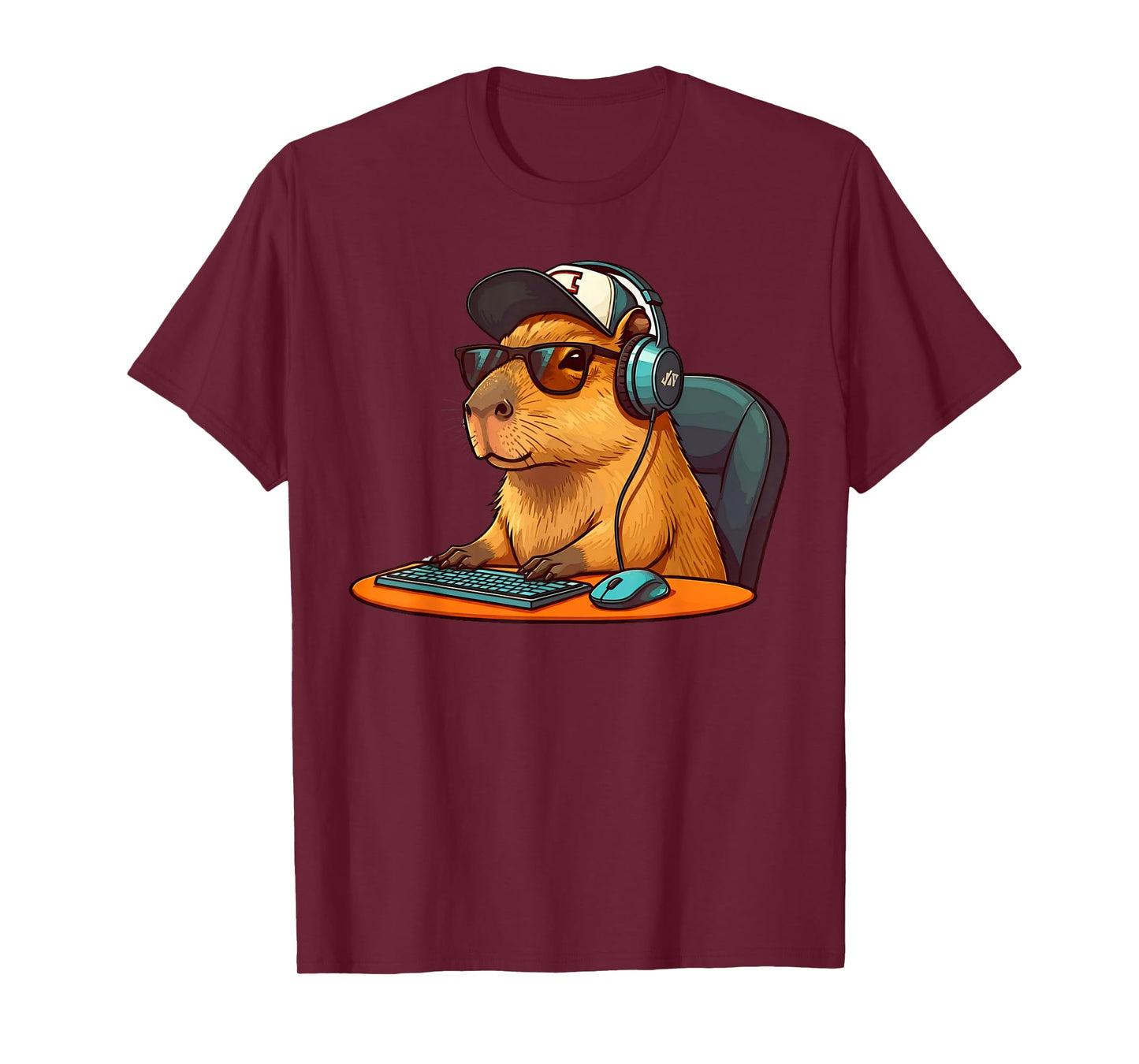 Capybara Video Games Funny Gaming Capy Men Teen Boys Kids T-Shirt