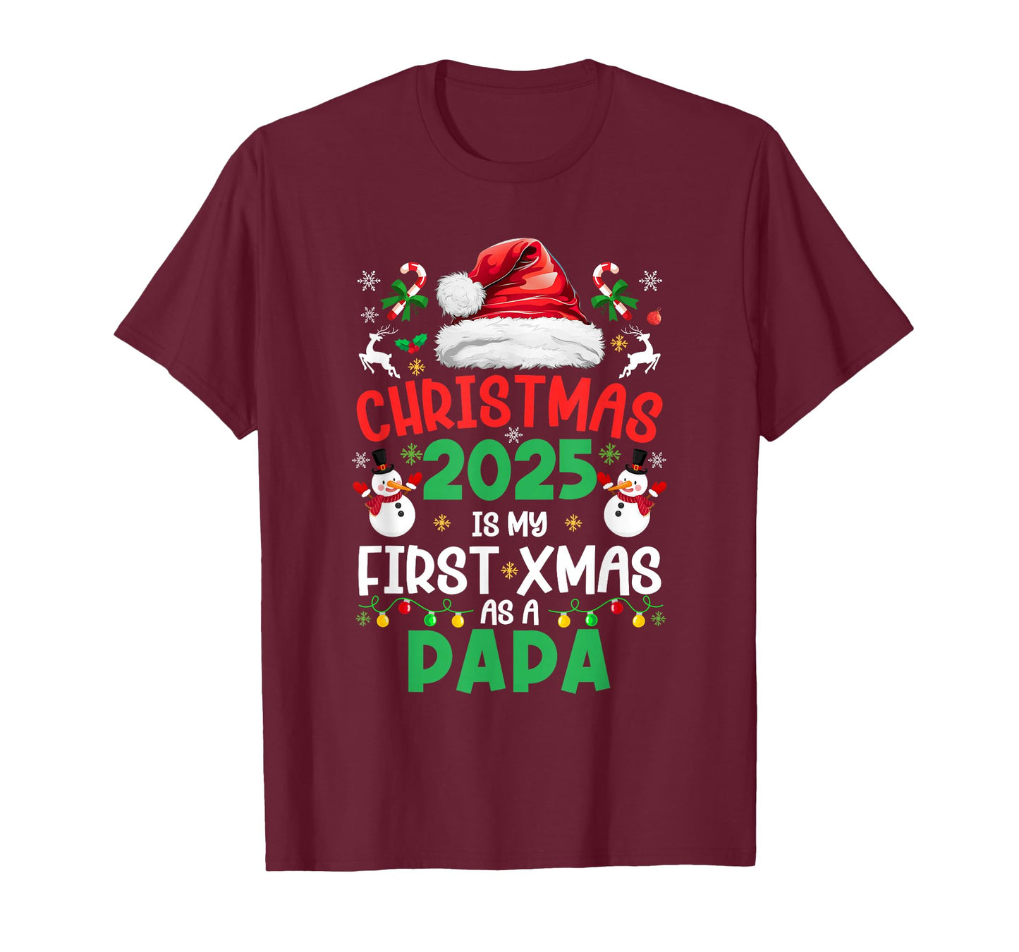 Funny Christmas 2025 is My First Xmas As A Papa Family T-Shirt