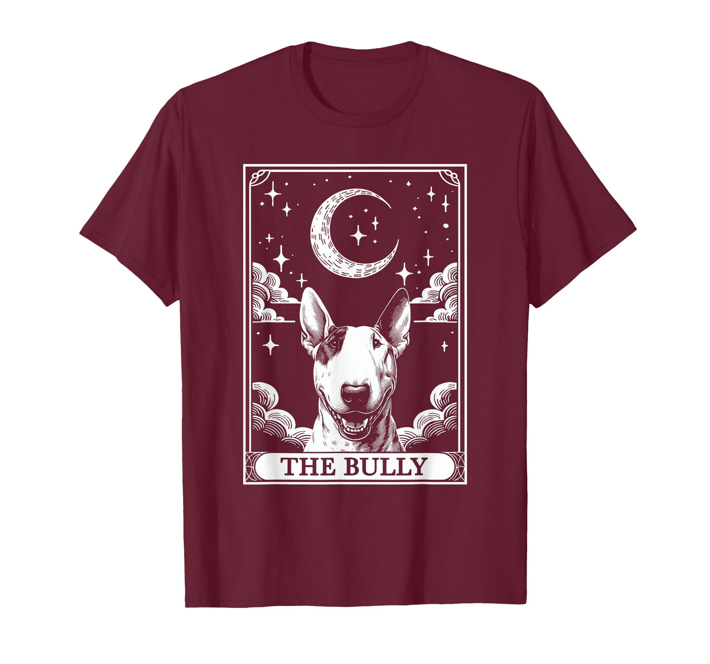 Tarot Card Vintage Crescent Moon Bull Terrier Bully Dog Mom T-Shirt