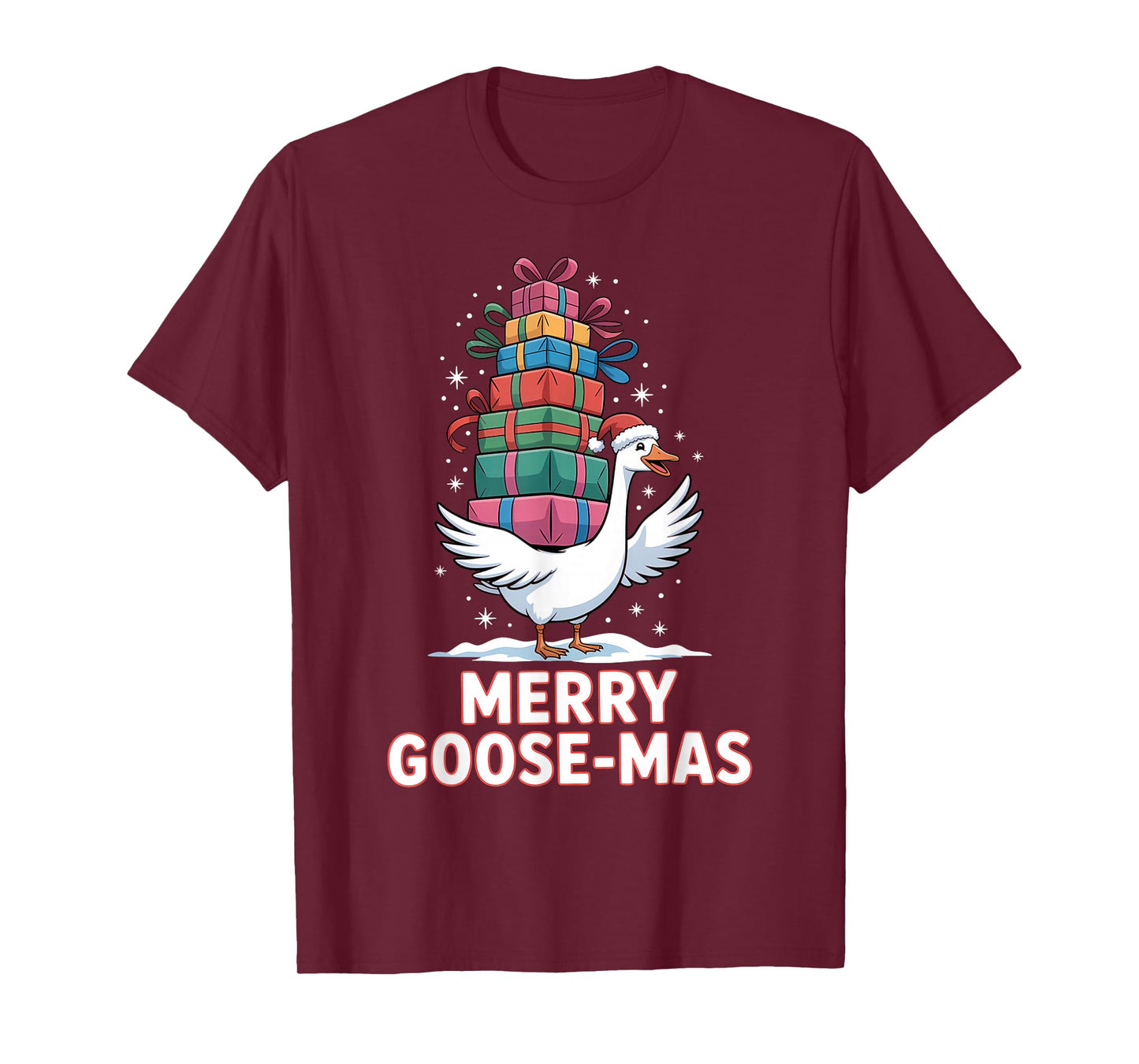 Merry Goose-mas with Xmas Presents Funny Christmas Goose T-Shirt