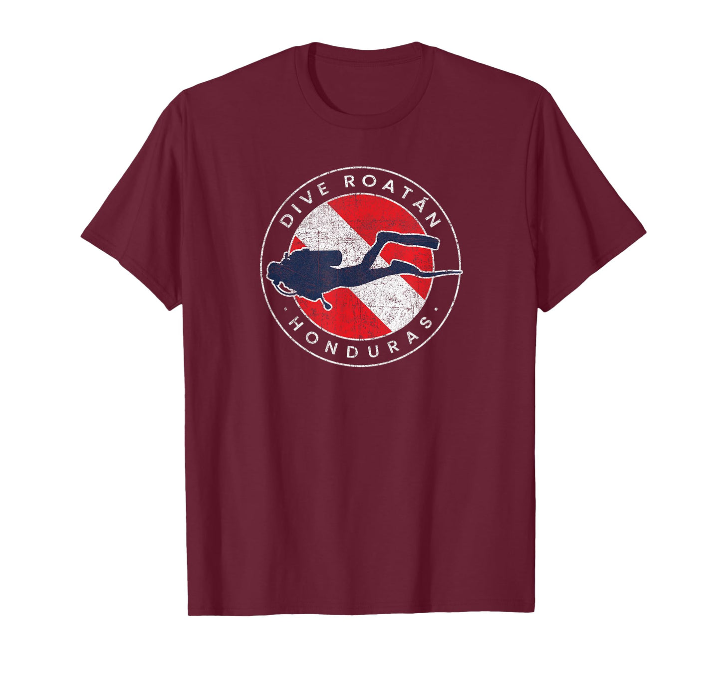 Retro Roatan Honduras Scuba Dive Vintage Dive Flag Diving T-Shirt