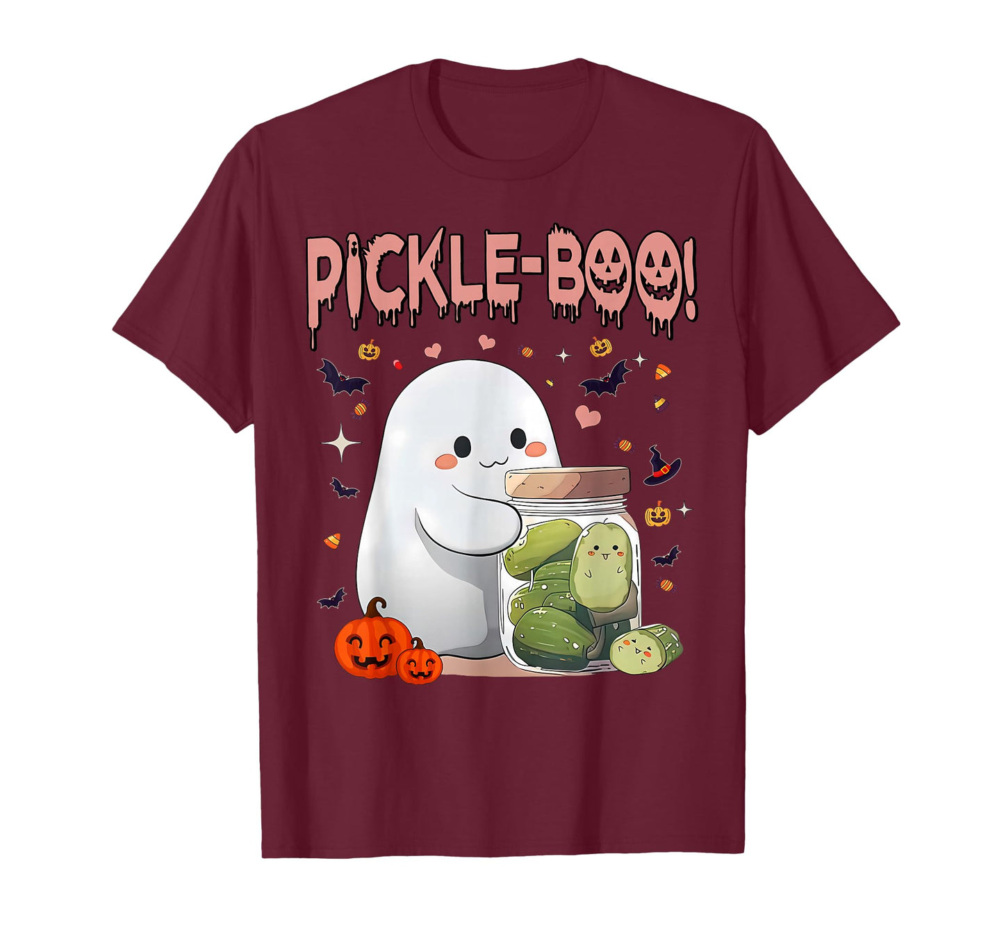 Vintage Kawaii Pickle Boo Ghost Halloween Spooky Season T-Shirt
