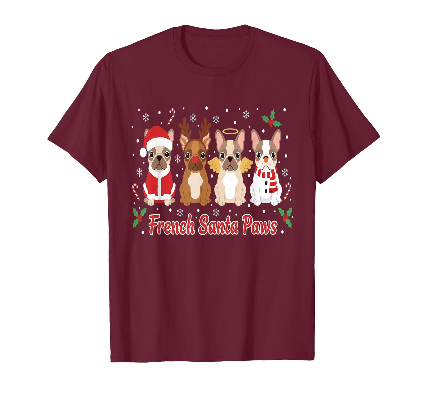 French Bulldog Santa Funny Christmas Dog Lover Holiday T-Shirt