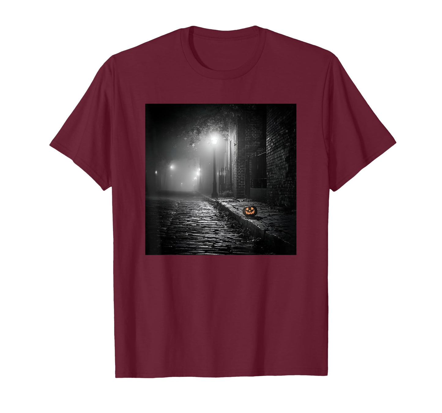 Spooky Victorian Street Lamp Pumpkin Halloween T-Shirt