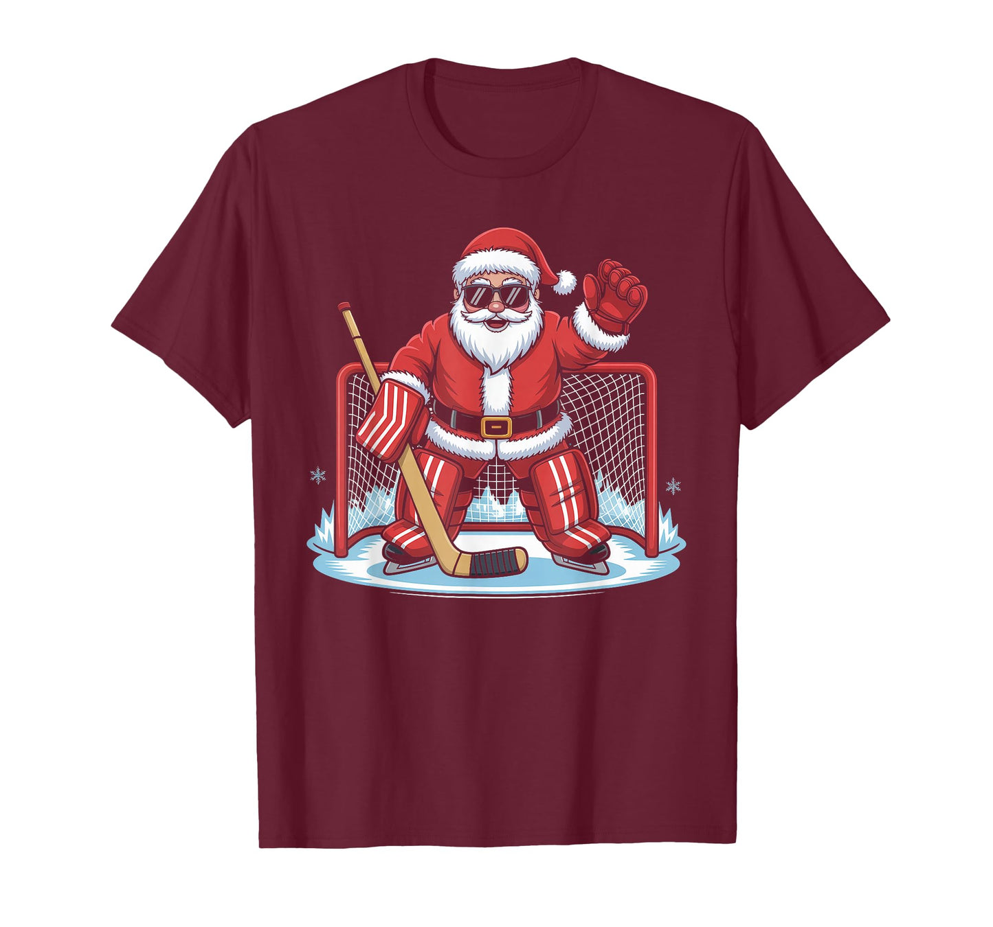 Hockey Santa Goalie Funny Ice Hockey Winter Christmas T-Shirt