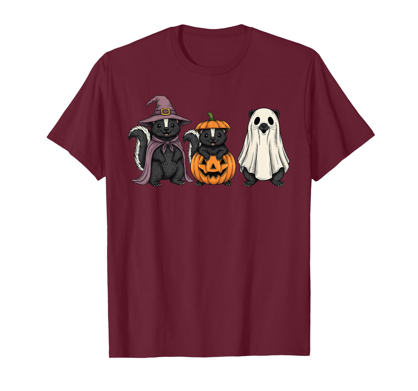 Spooky Ghost Skunk Lover Pumpkin Halloween T-Shirt