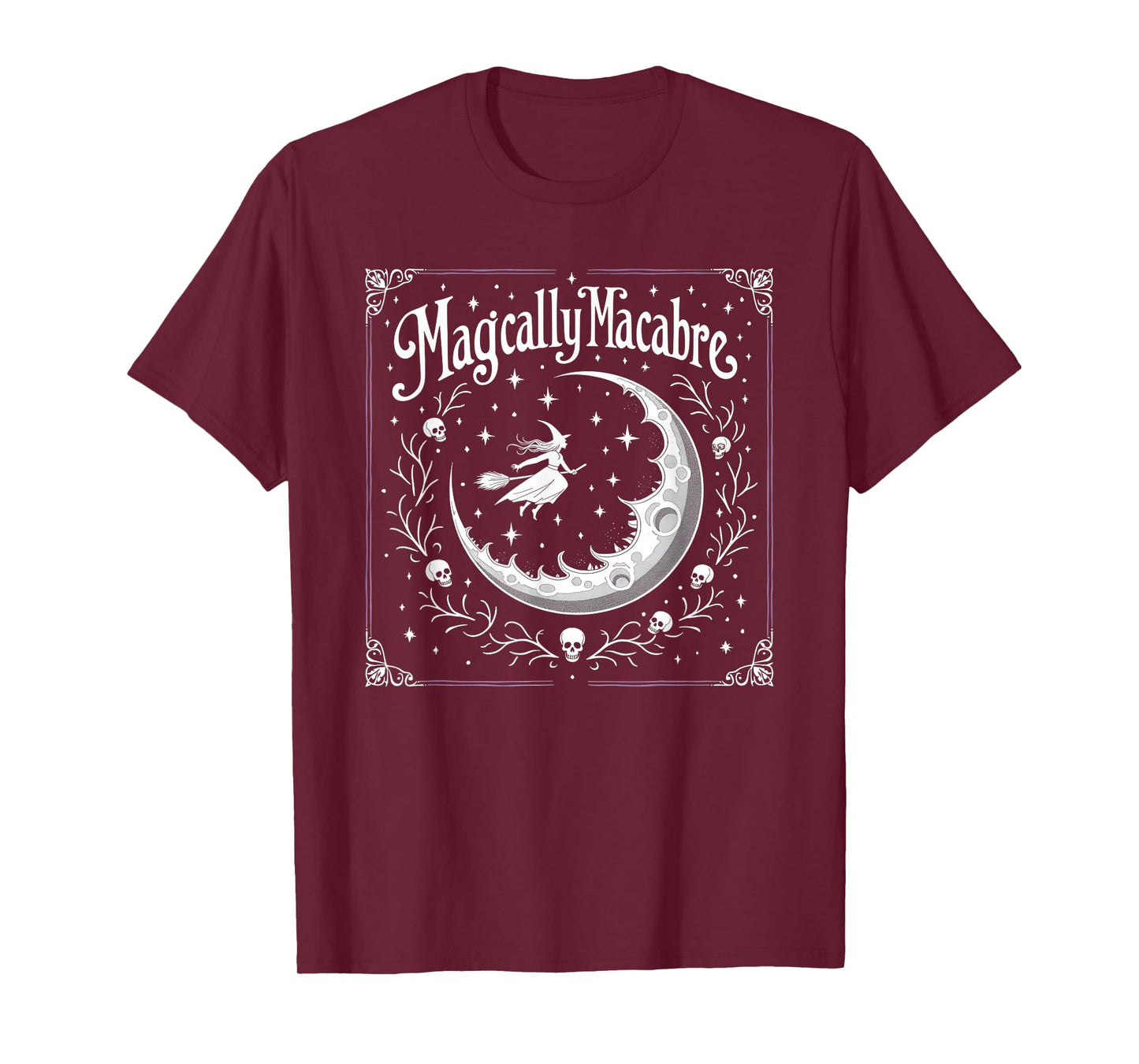 Halloween Magically Macabre Witch Moon Skull Stars T-Shirt