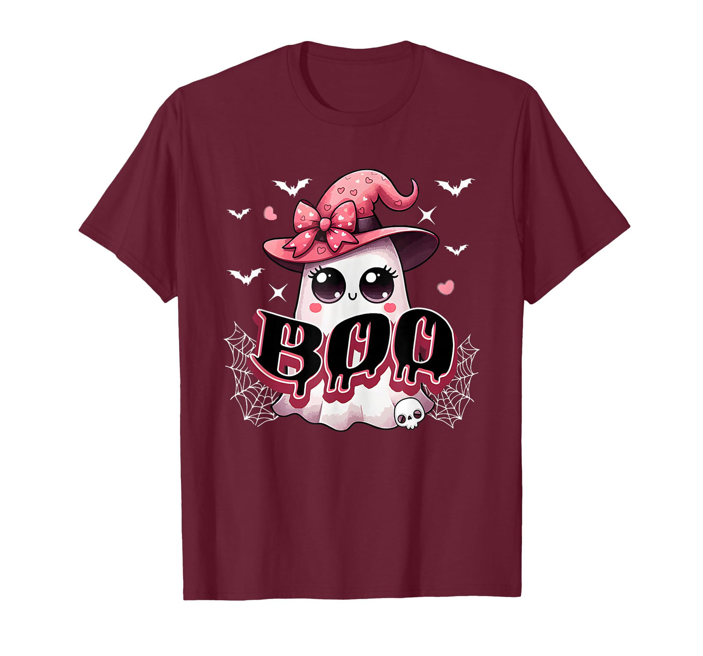 Cute Coquette Bow Pink Spooky Boo Ghost Pumpkin Halloween T-Shirt