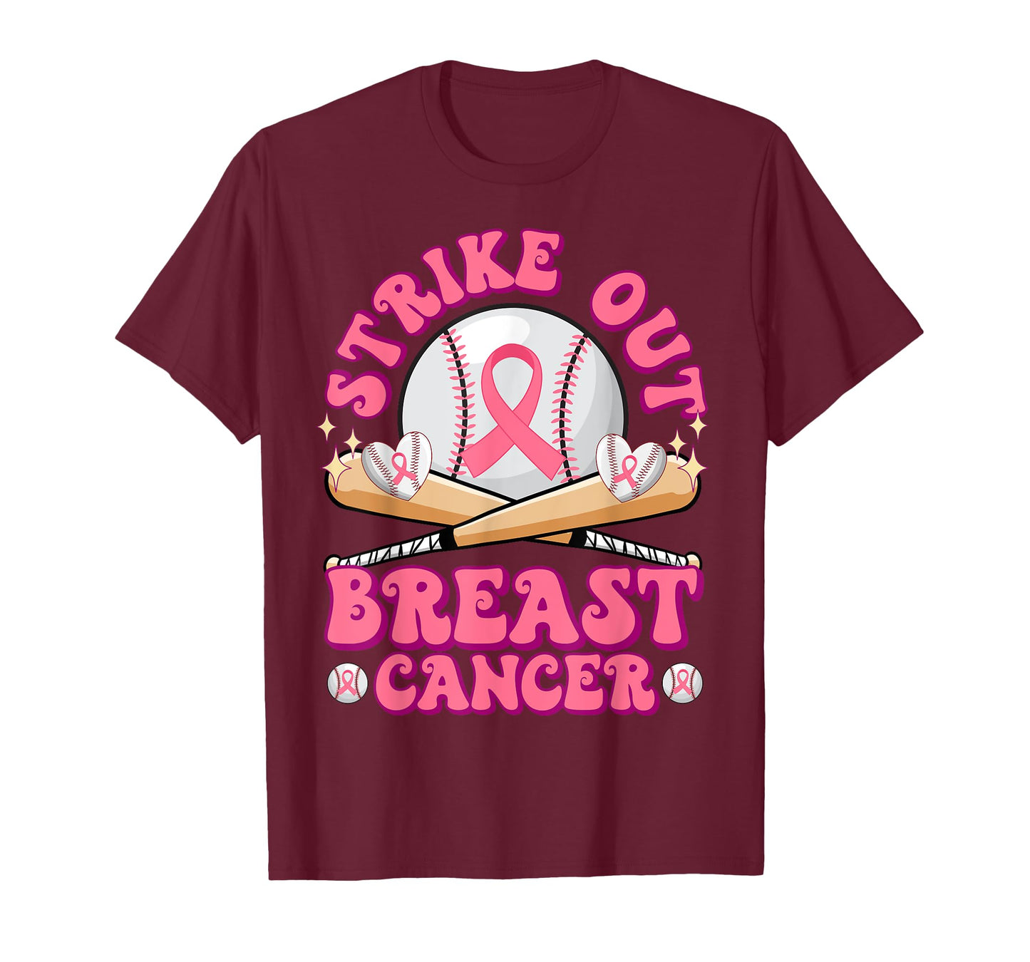 Strike Out Breast Cancer Awareness Pink October Baseball T-Shirt
