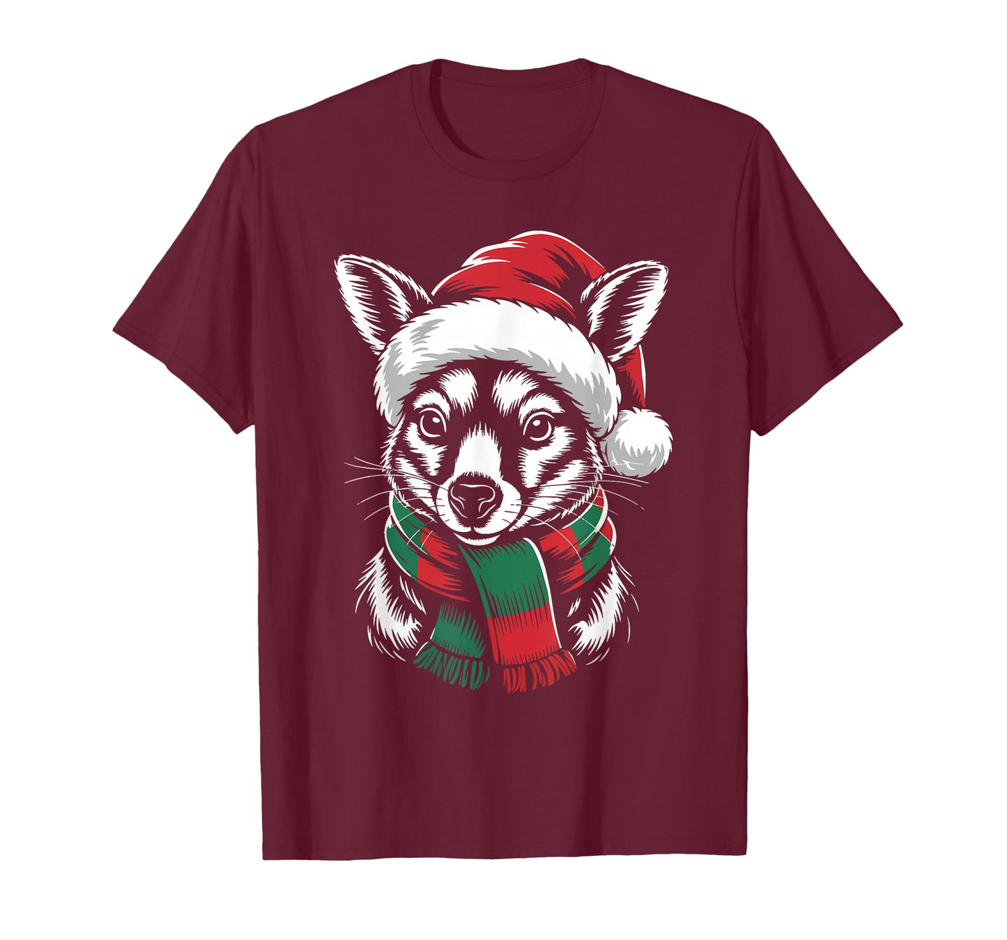 Wallaby Xmas Santa Hat Scarf Christmas Costume T-Shirt