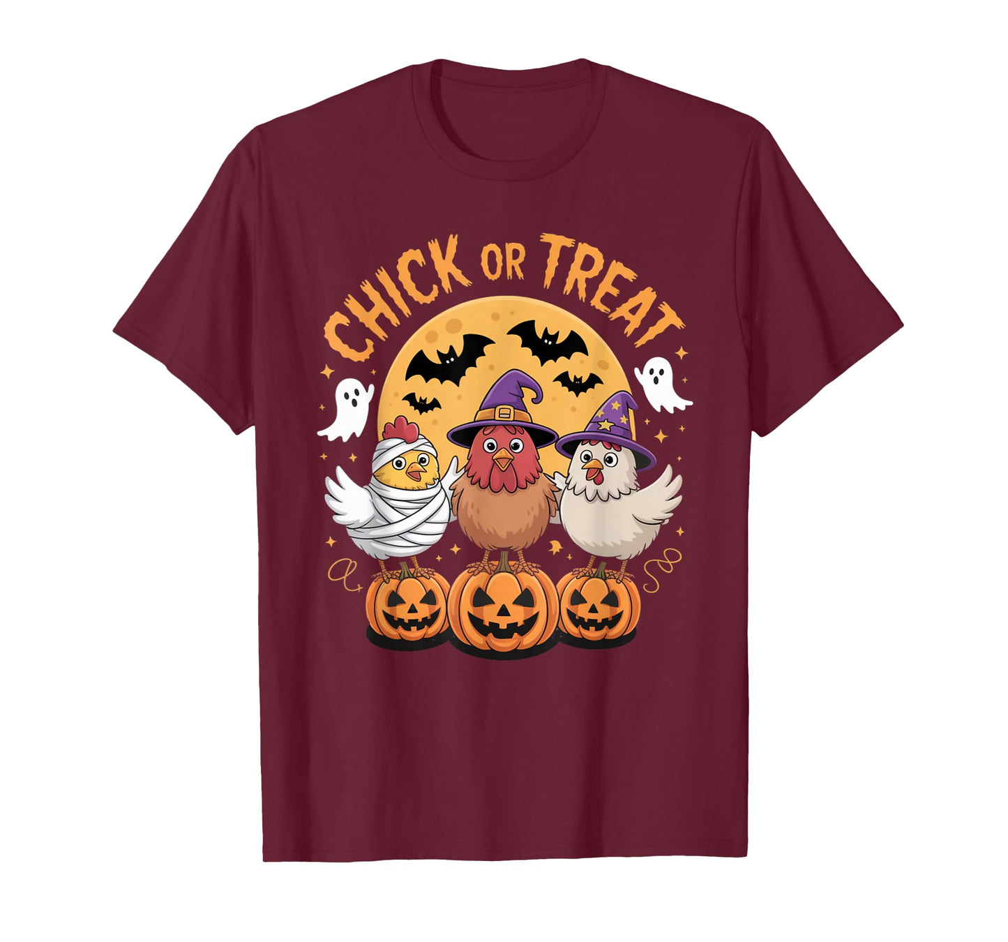 Cute Chicken Chick or Treat Halloween Costume Party Design T-Shirt
