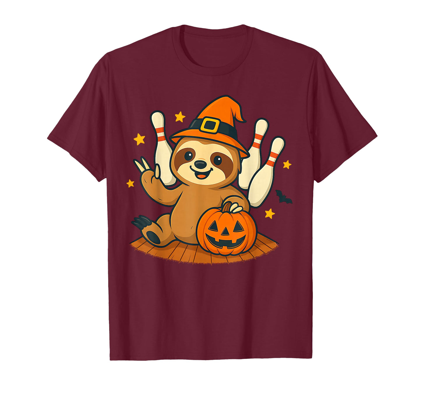 Cute Sloths Cool Sloths Halloween Pumpkin Witch Bowling T-Shirt