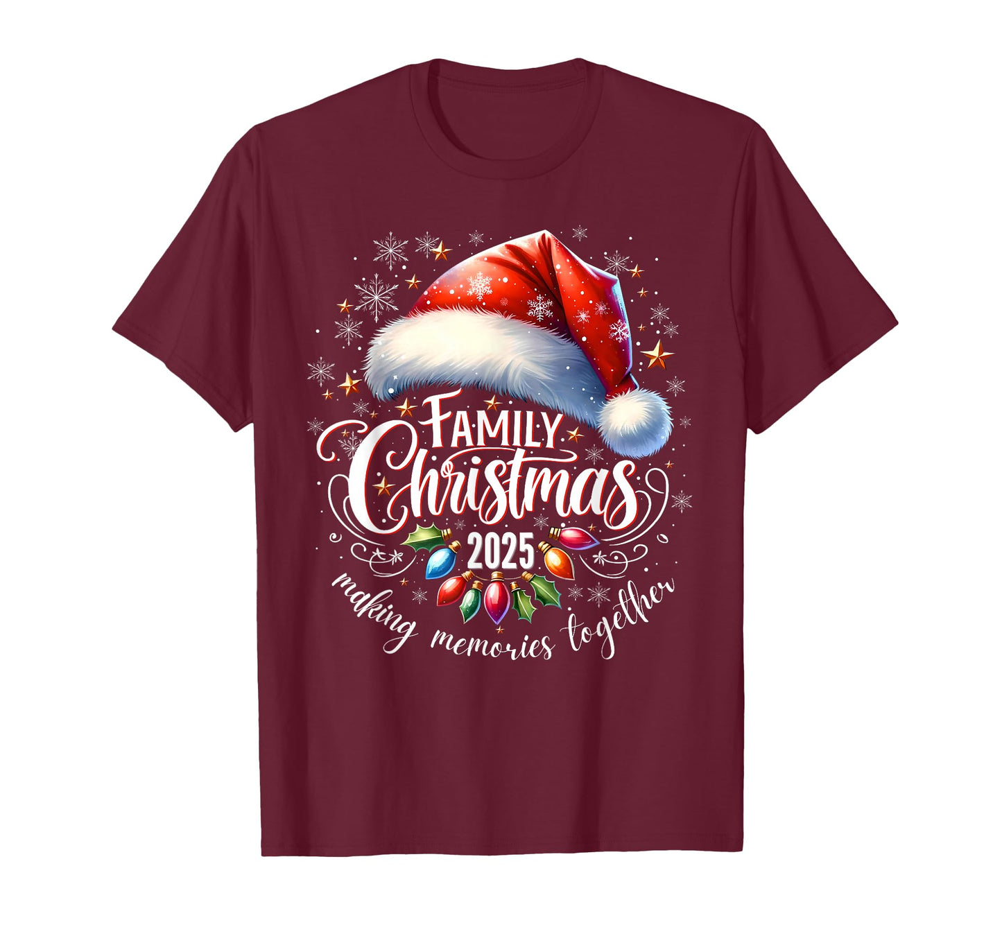 Family Christmas 2025 Xmas Lights Santa Snowflake Pajamas T-Shirt