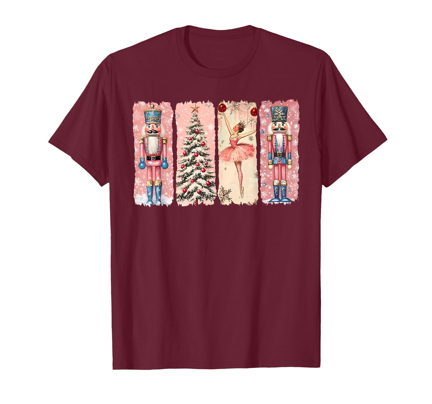 Retro Nutcracker Ballet Pink Christmas Xmas Vibes Women Kids T-Shirt