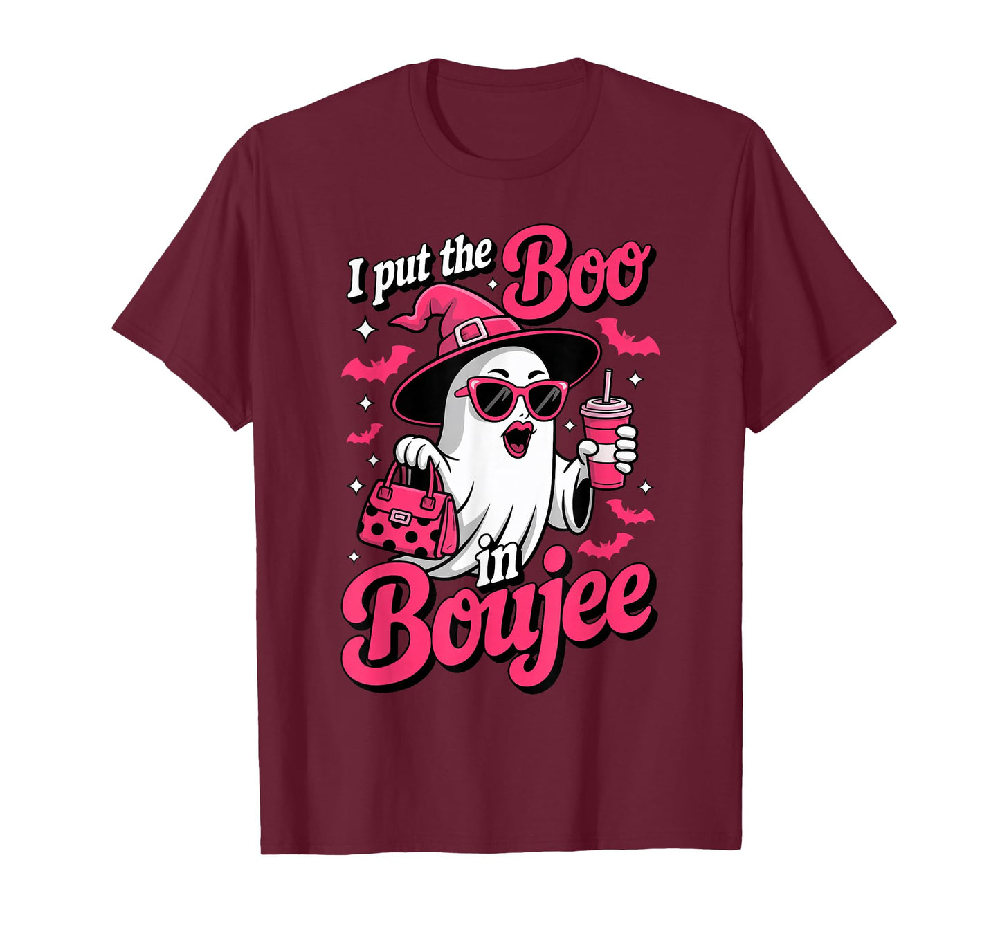 Funny Boujee Boo Halloween Sassy Pink Ghost Party Costumes T-Shirt