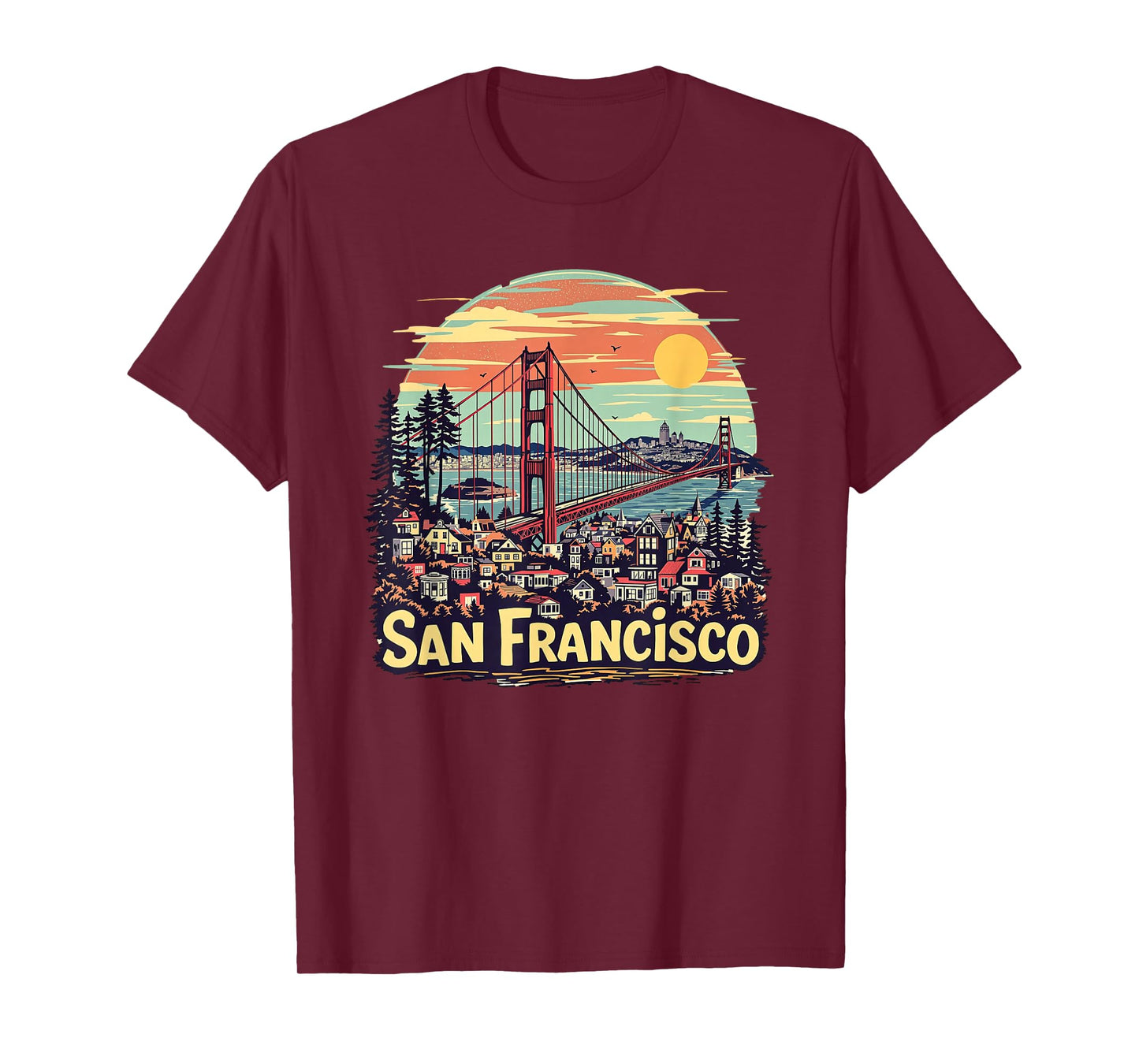 San Francisco Golden Gate Bridge Retro Souvenir Vintage T-Shirt