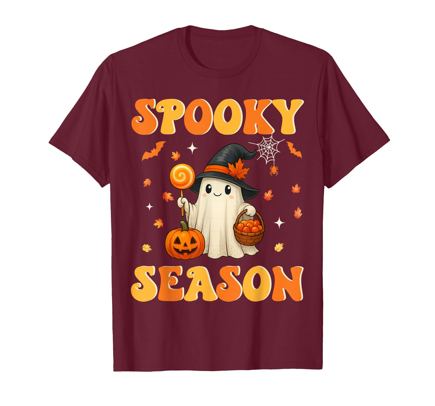 Spooky Season Retro Happy Halloween Ghost Women Girl T-Shirt