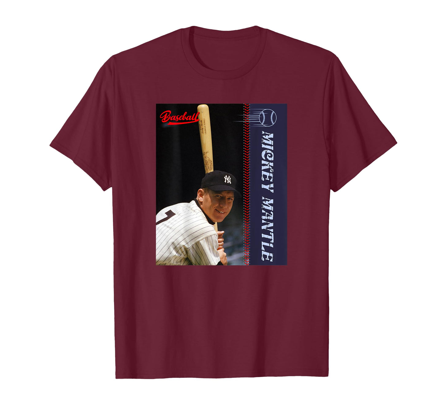 Mickey Mantle_Baseball_001_Back Printed T-Shirt
