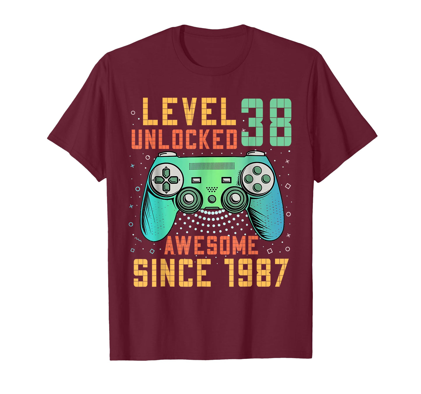 38th Birthday Gamer 38 Year Old Bday Men Game Level Unlocked T-Shirt