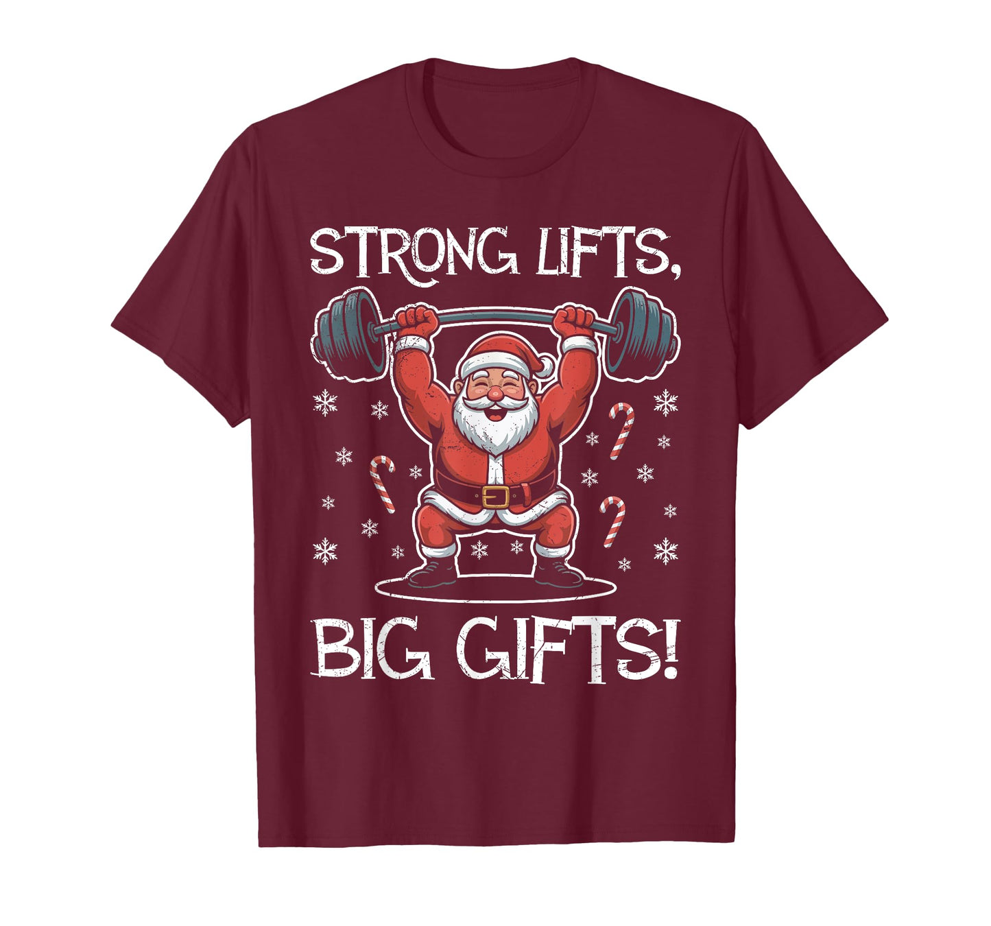 Santa Claus Strong Lifts Big Gifts Funny Gym T-Shirt