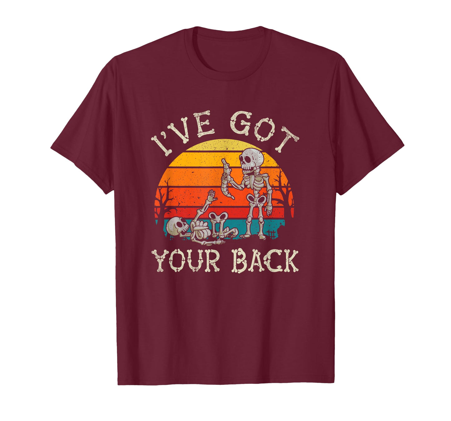 Retro I've Got Your Back Funny Halloween Skeleton Costume T-Shirt