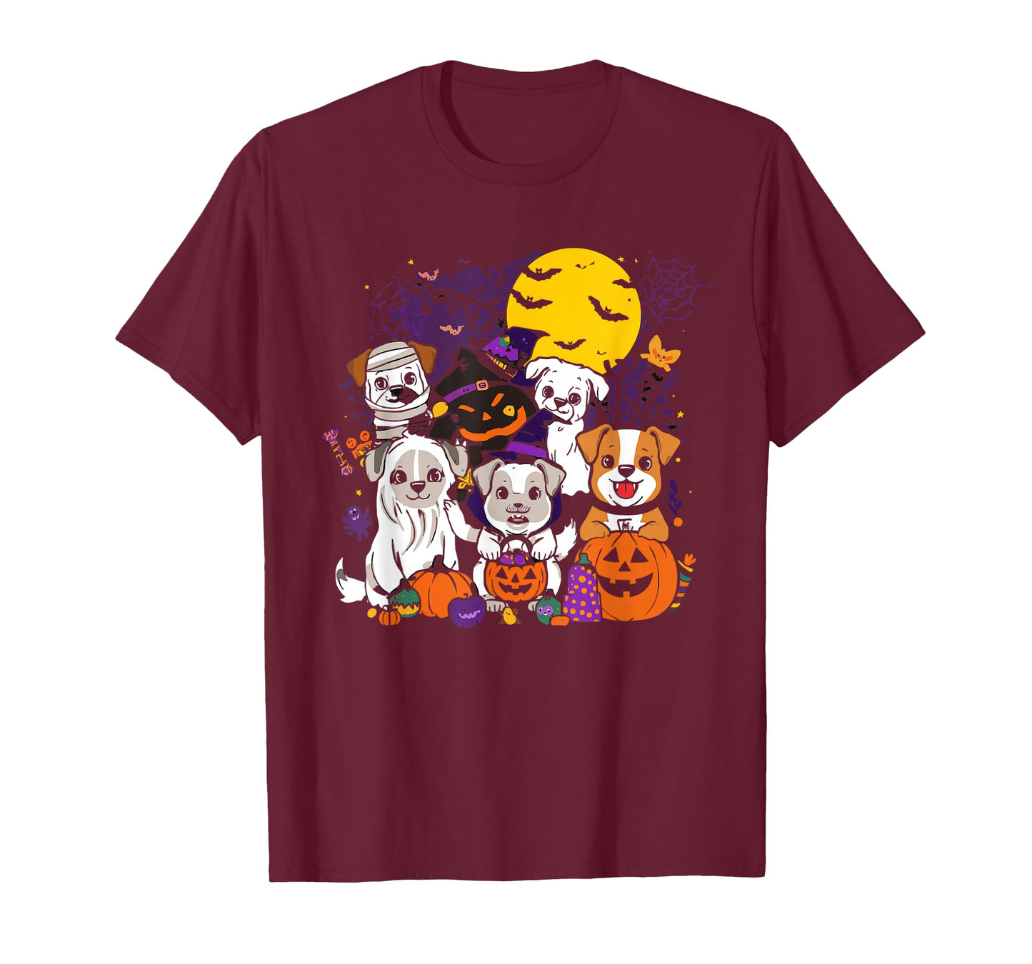 Cute Mummy Witch Ghost Halloween Dog Costume Men Women Kids T-Shirt