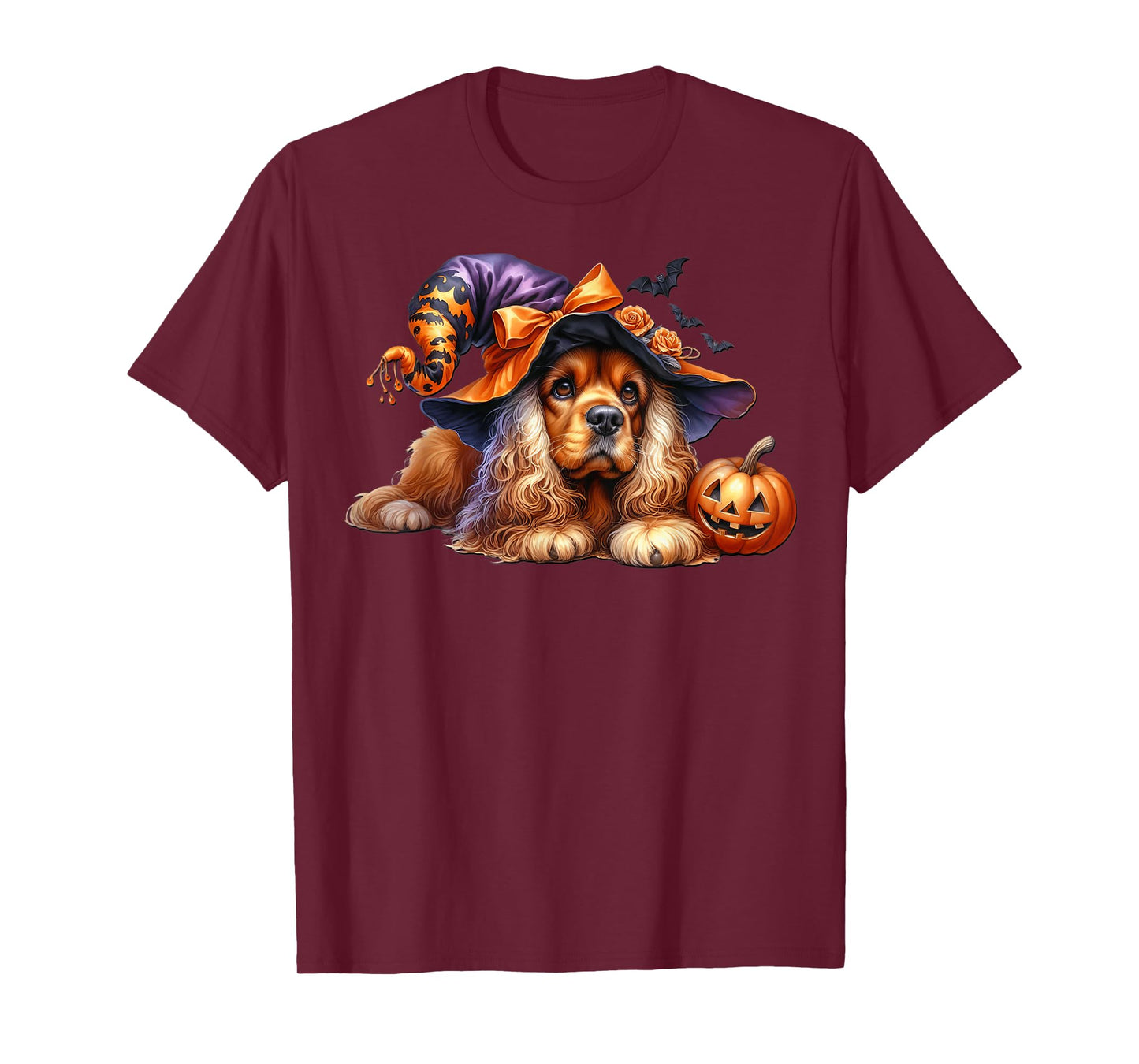 Cute Cavalier King Charles Spaniel Dog Halloween Graphic T-Shirt