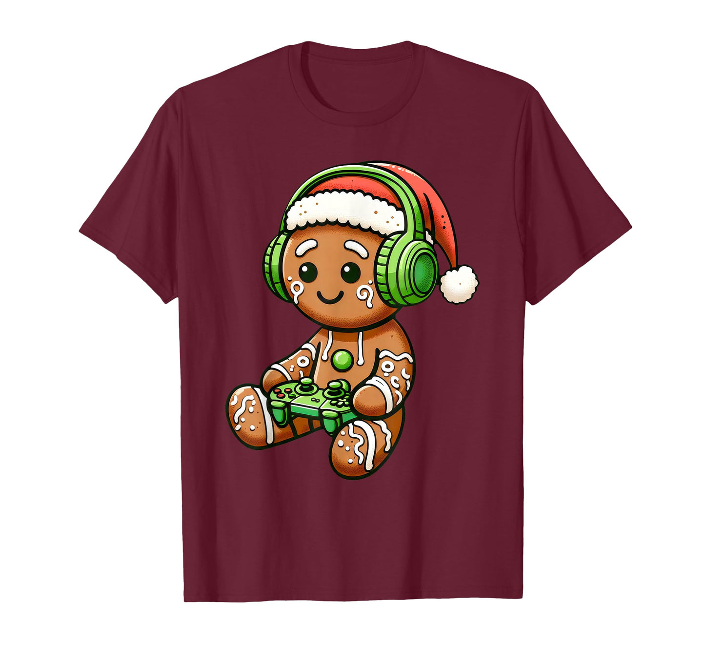 Christmas Gamer Gingerbread Santa Hat Xmas Gaming Men Boys T-Shirt