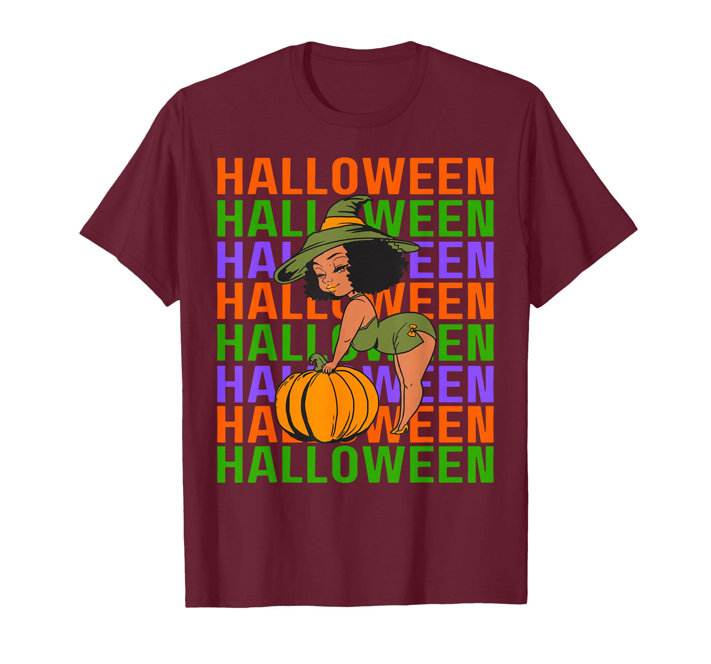 Funny Melanin Halloween Black Girl Magic Scary Witch Costume T-Shirt