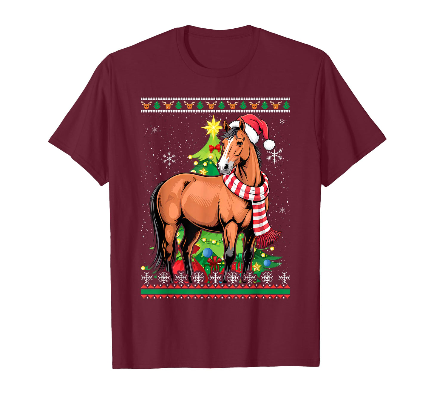 Santa Horse Ugly Sweater Animals Christmas Pajama T-Shirt